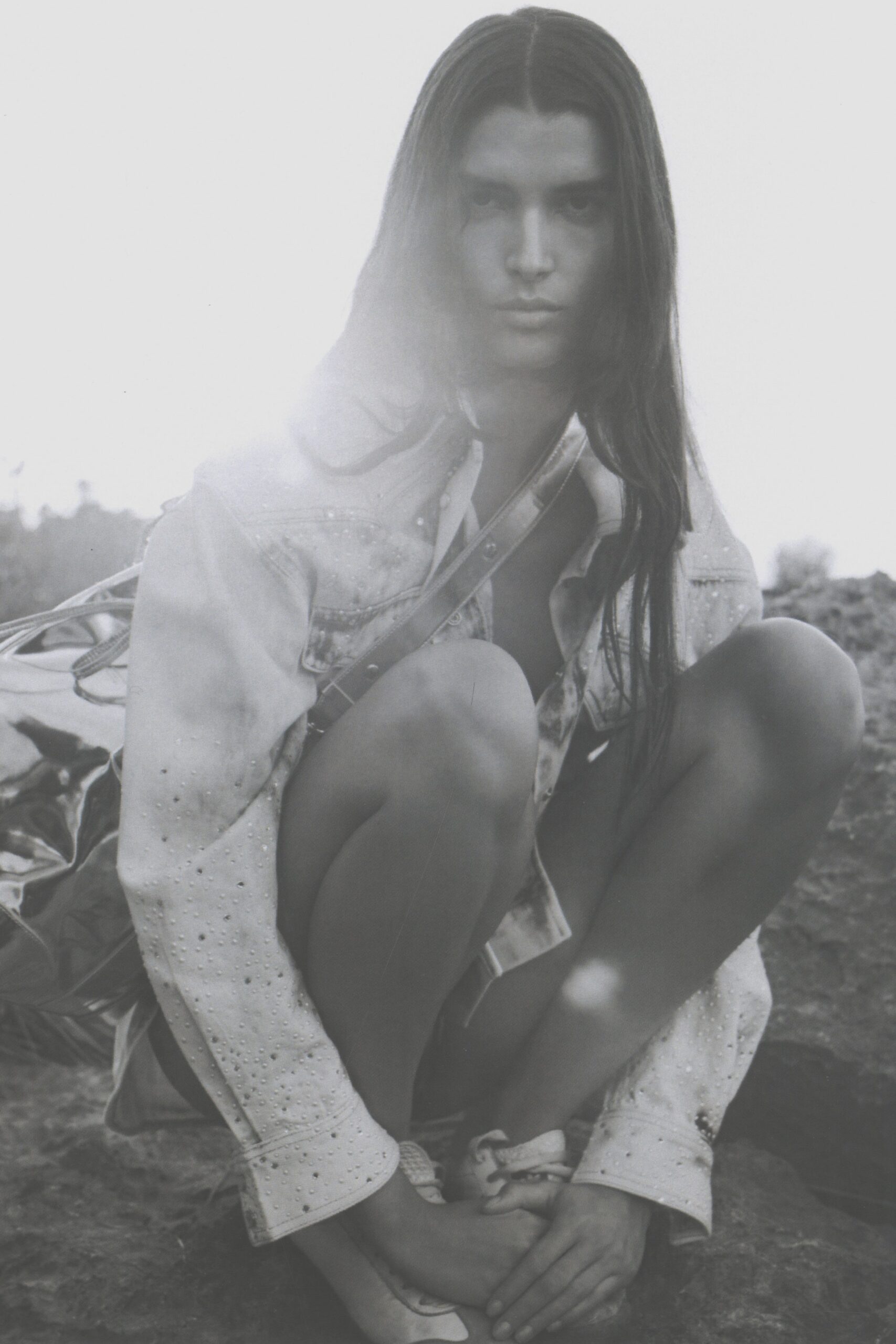 white denim jacket and shorts