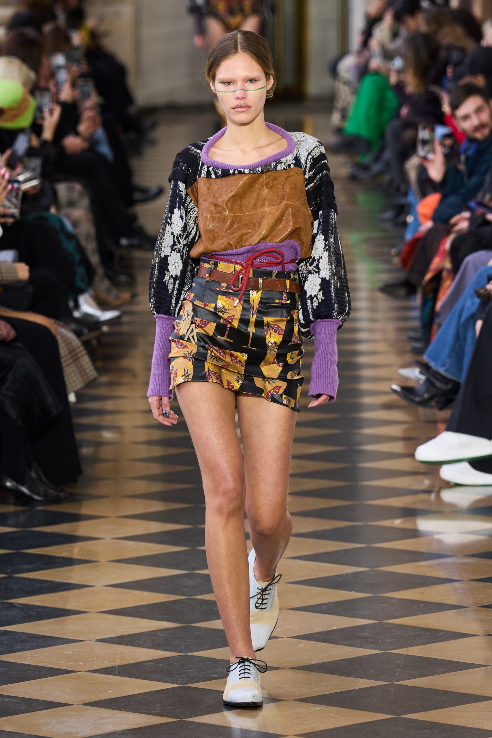 relaxed embroidered top with belted dress