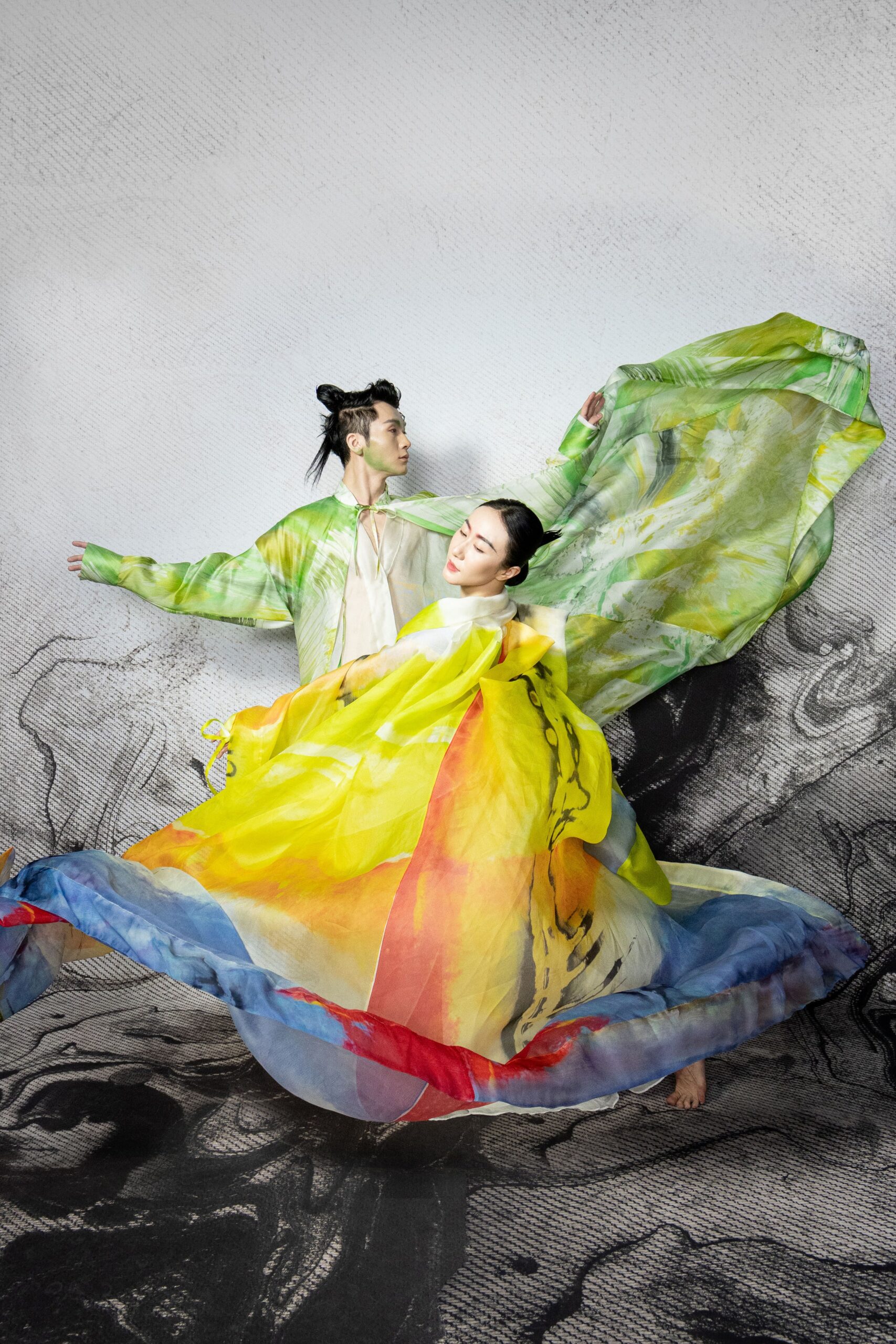 flowing silk maxi dress and jacket