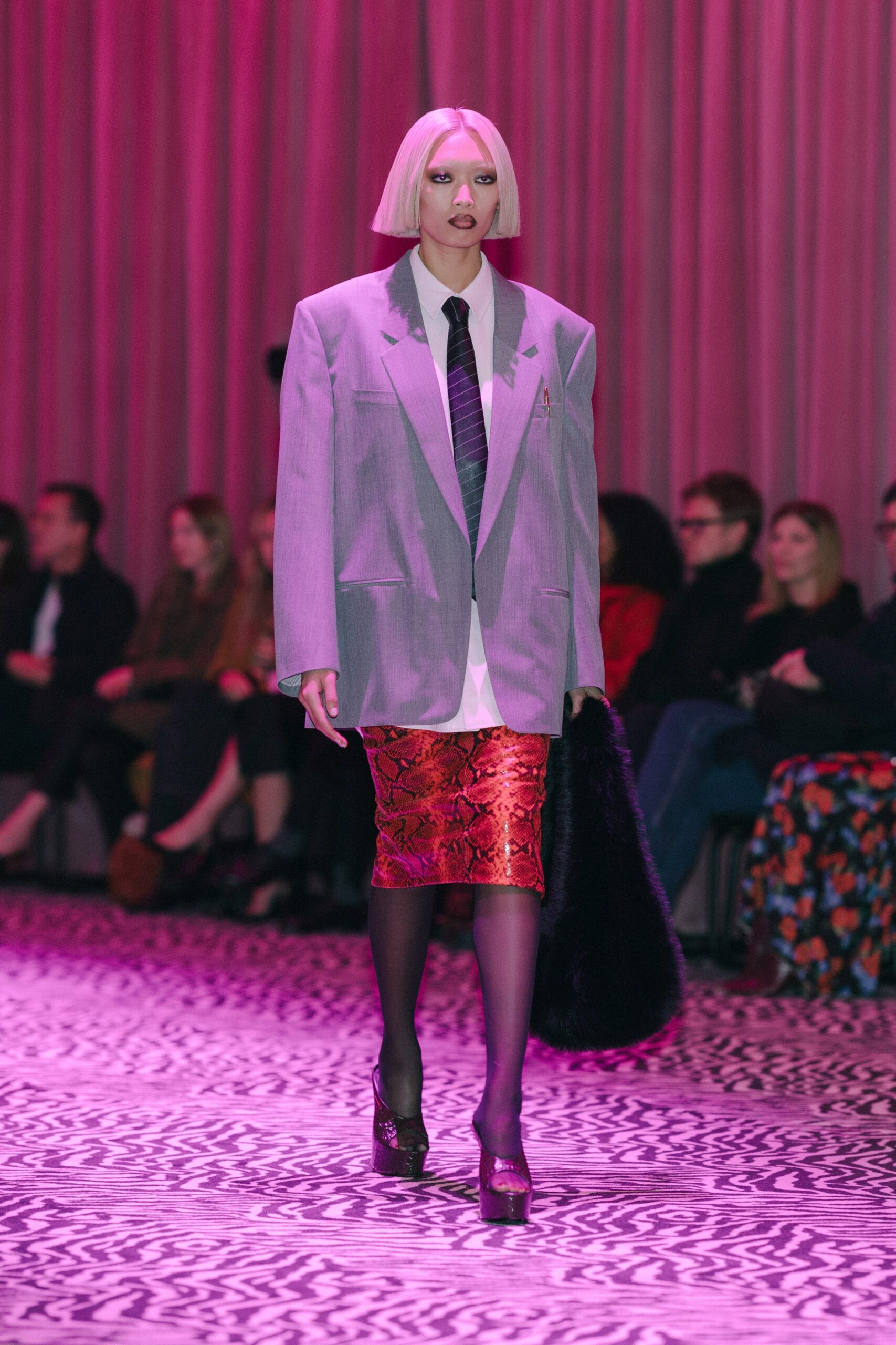 red silk fitted pencil skirt