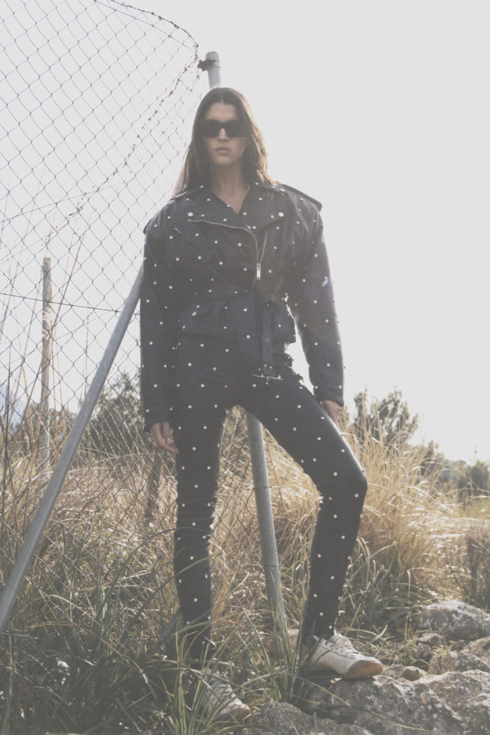 black leather jacket with denim pants