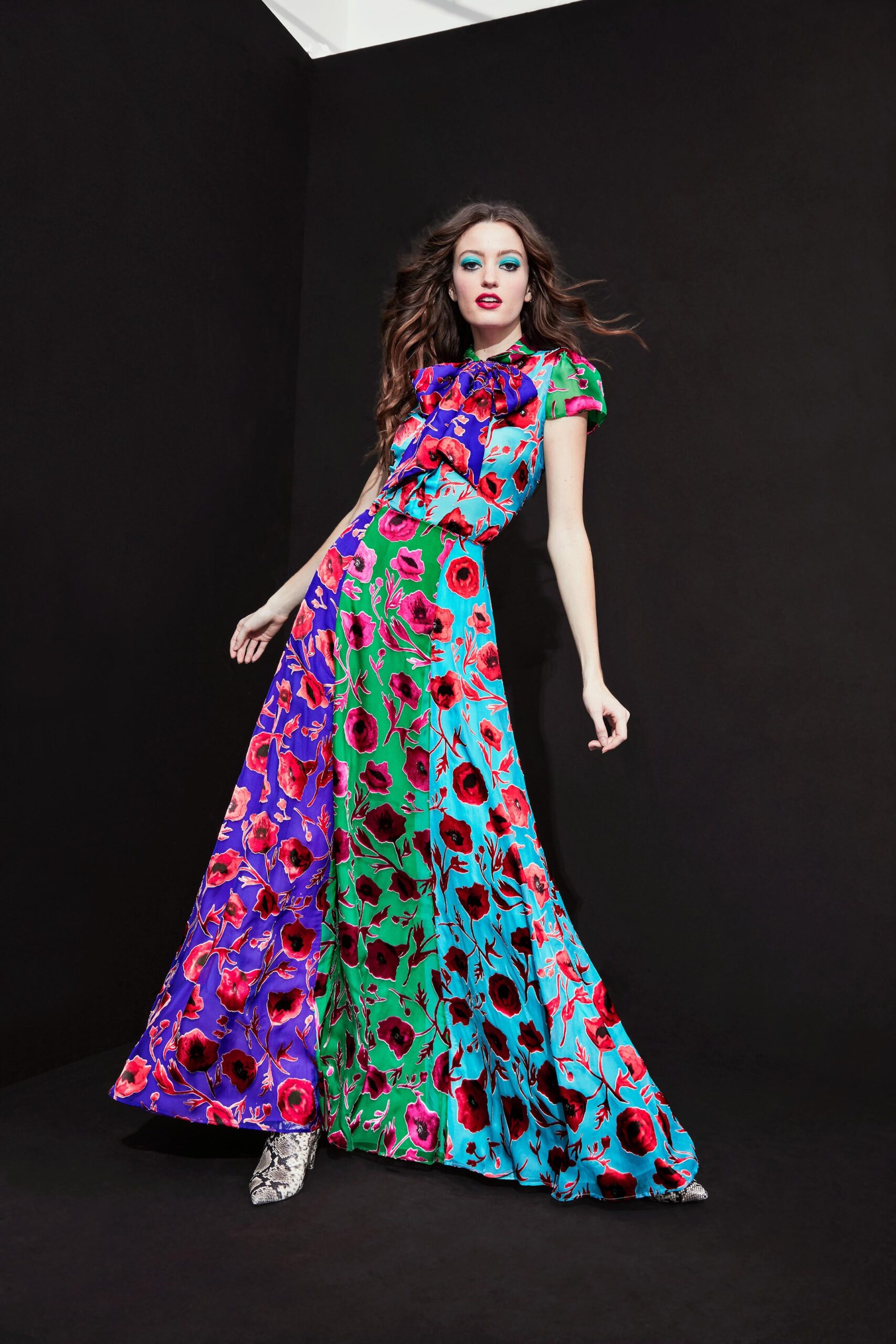 floral silk maxi gown