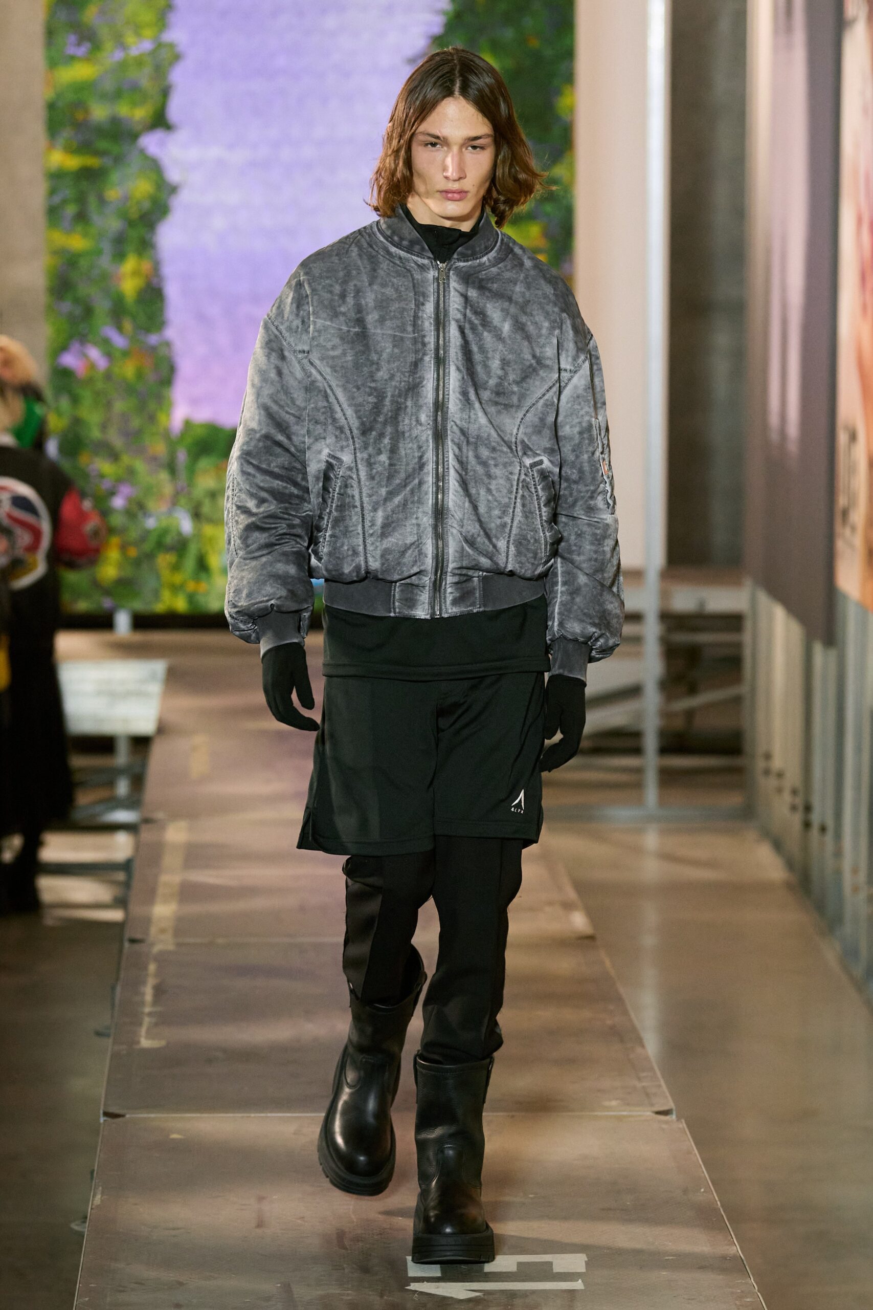 gray relaxed jacket with black top