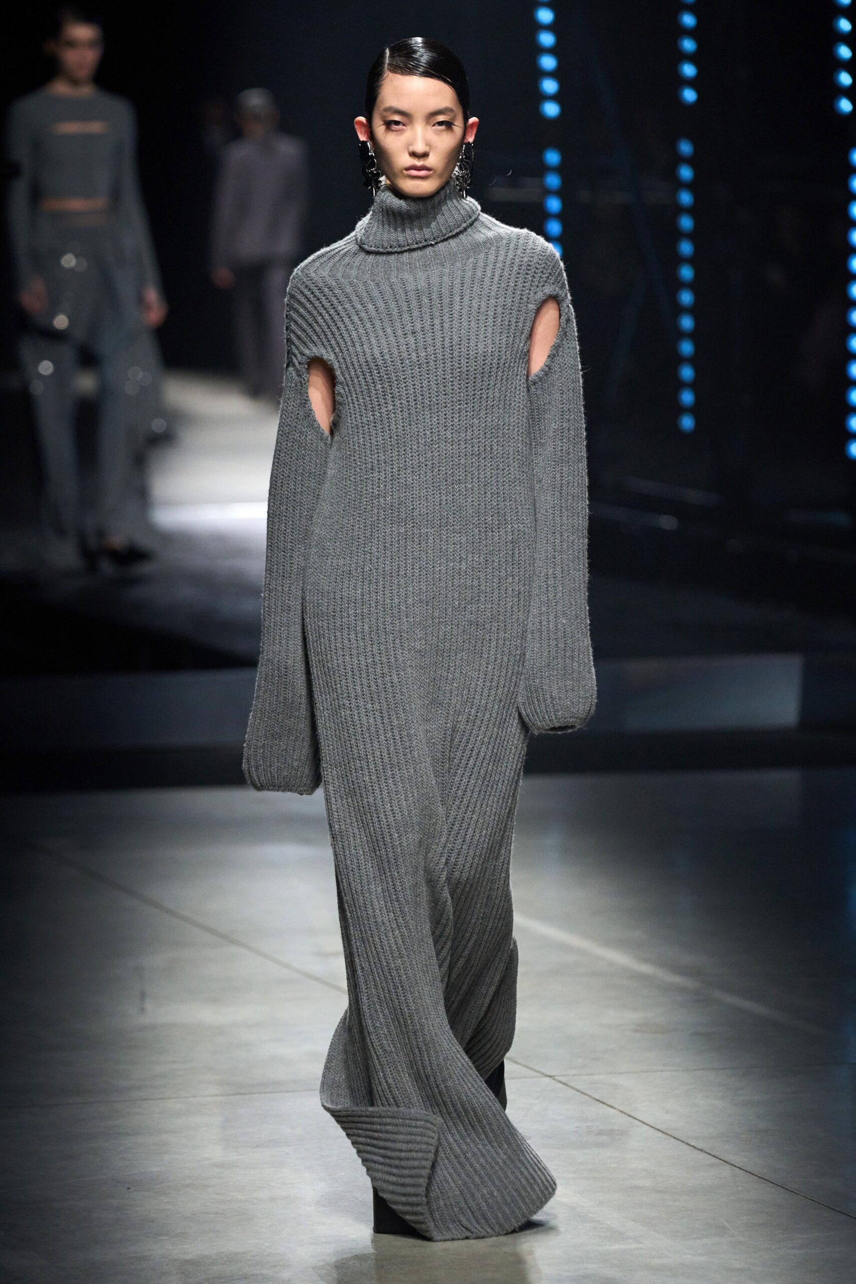 gray wool turtleneck dress