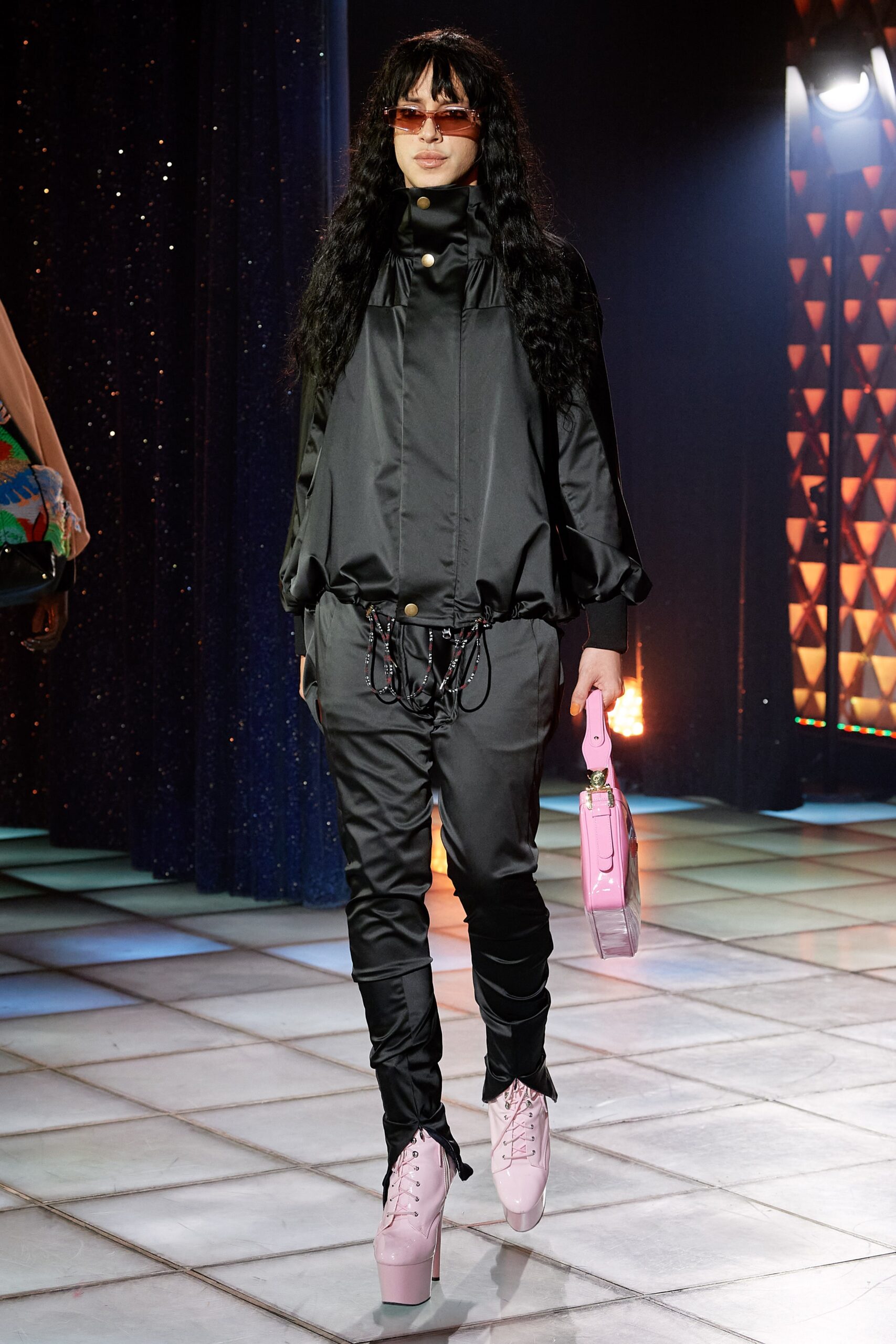 black relaxed jacket with fitted pants