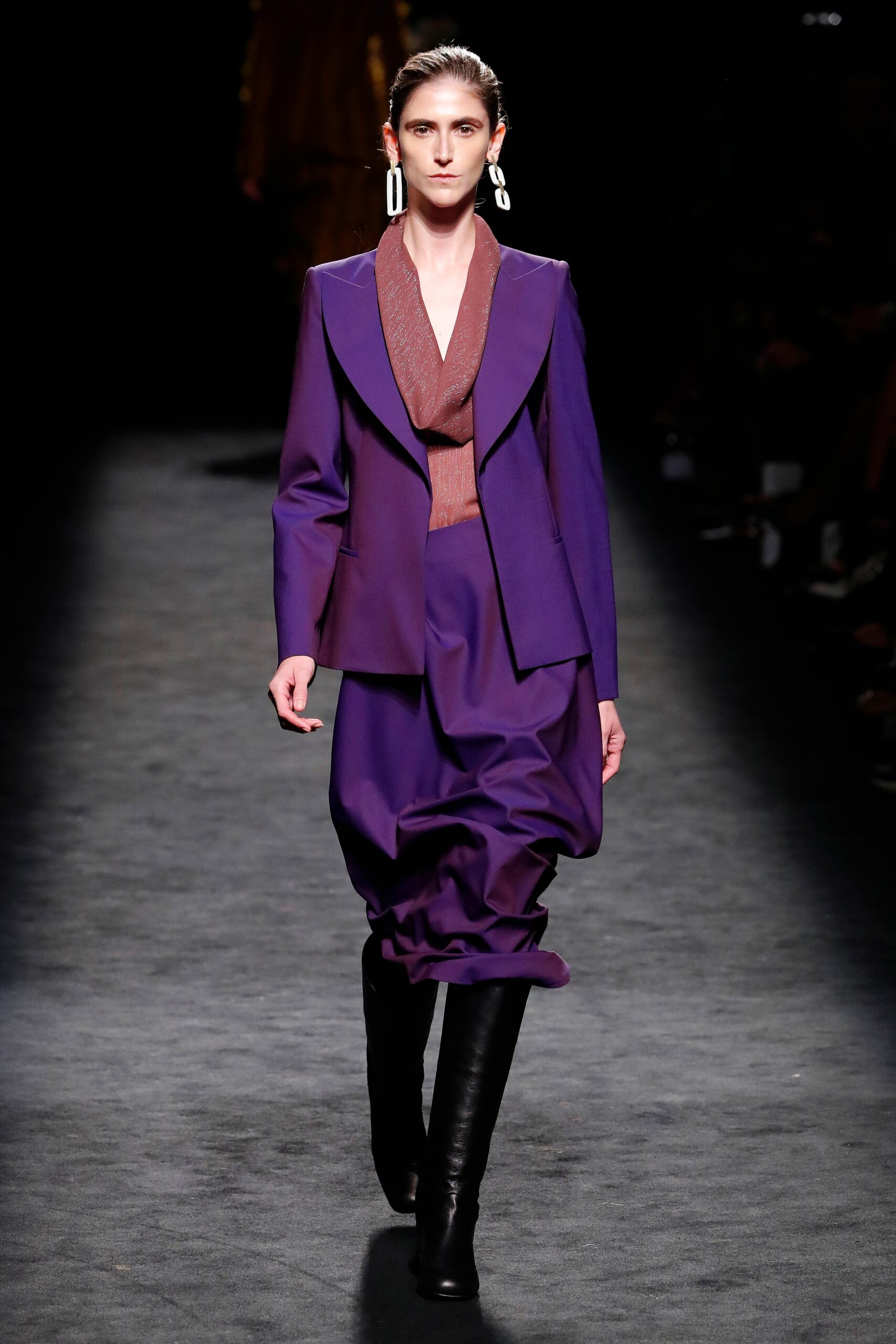 purple blazer and relaxed dress