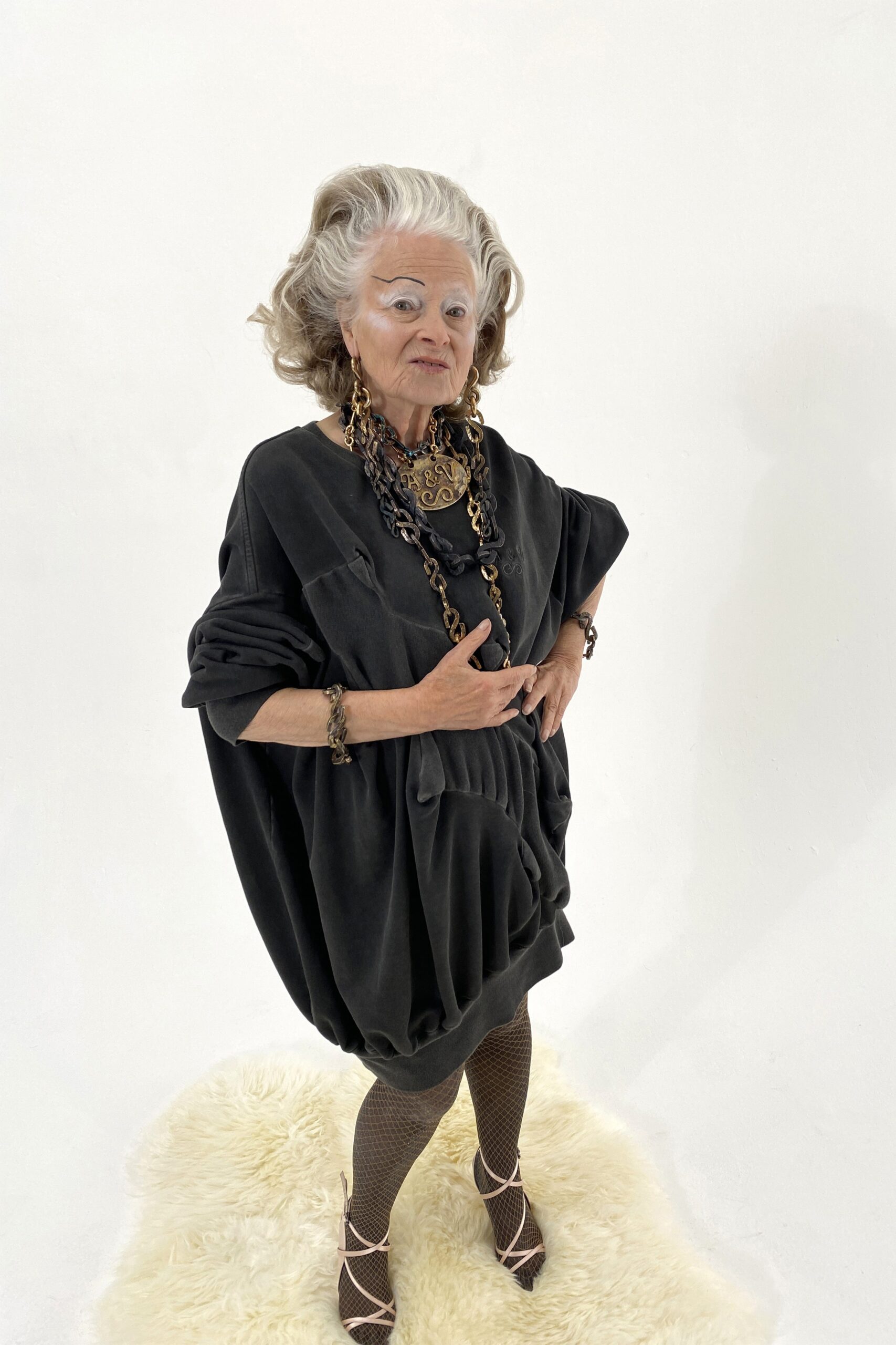 black oversized sleeveless dress