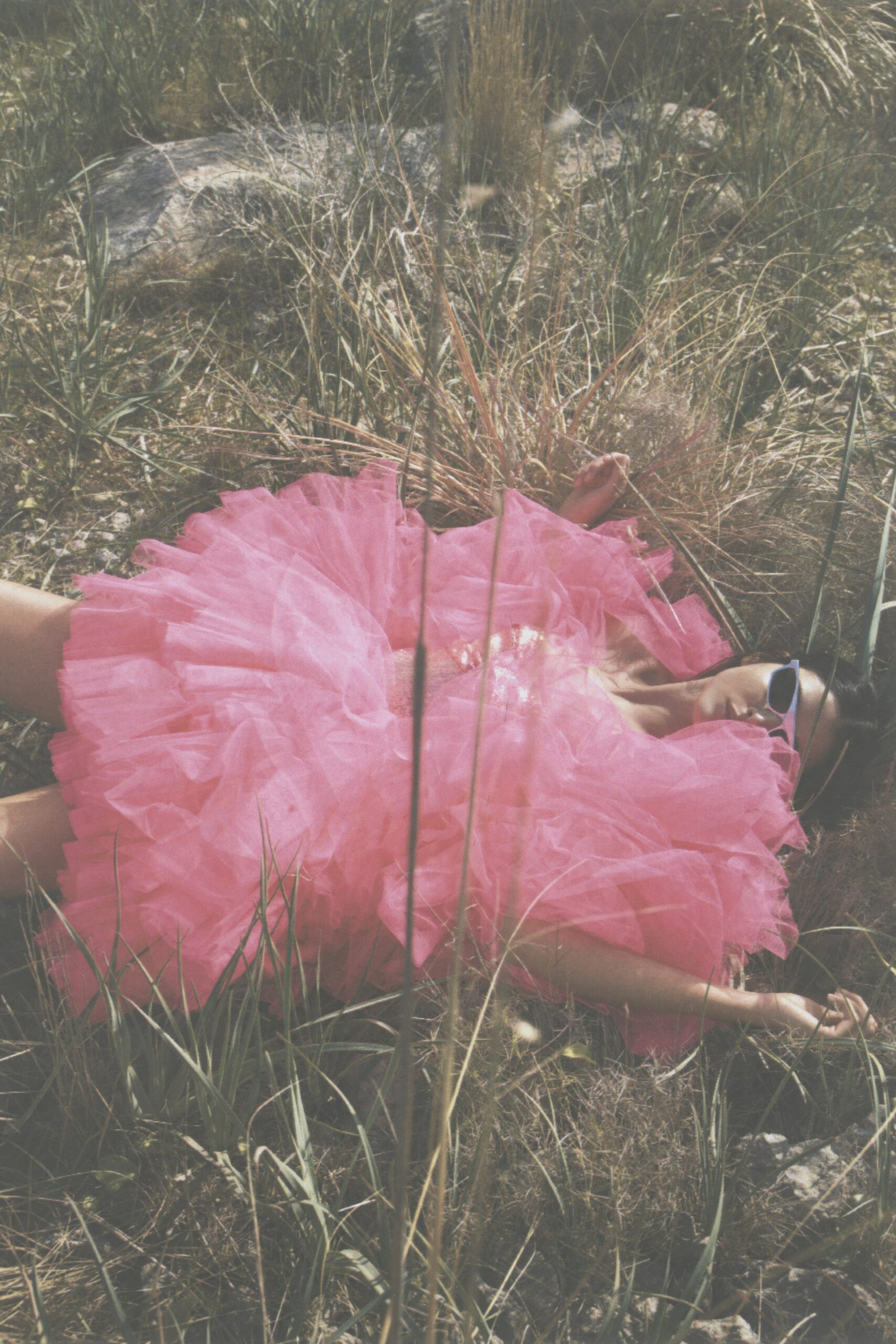 pink tulle tiered mini dress
