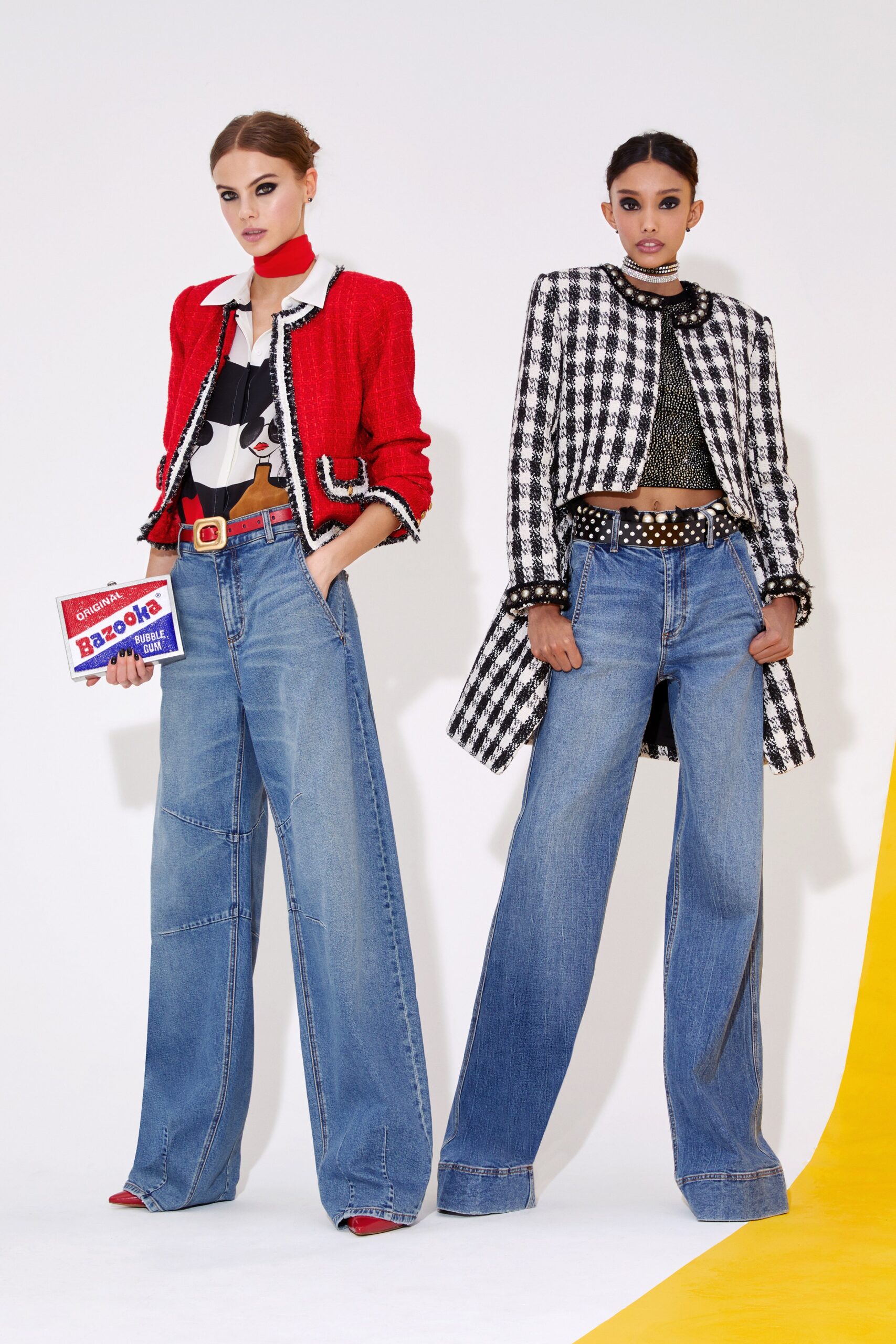 blue denim relaxed wide-leg pants