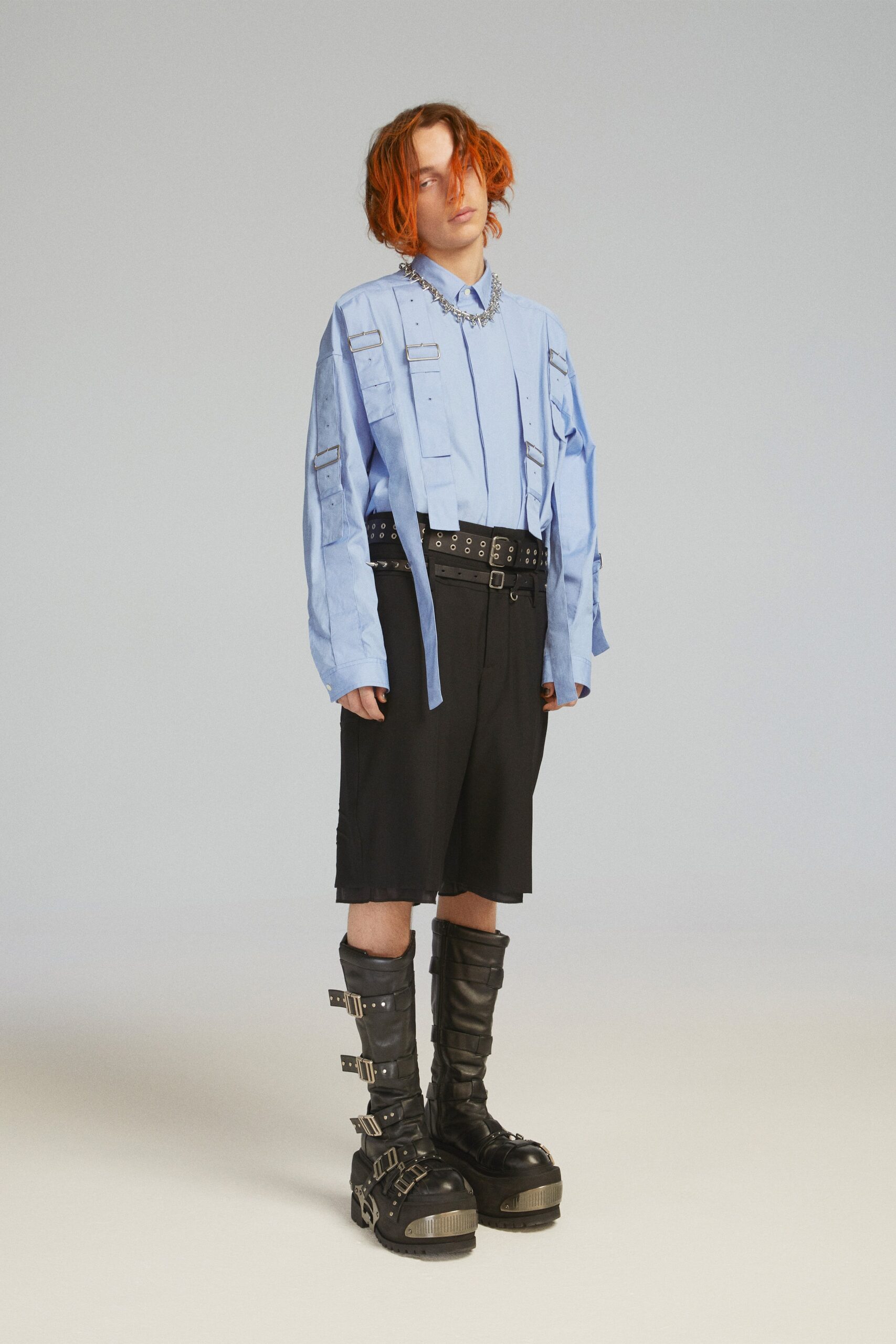 black leather fitted zippered boots