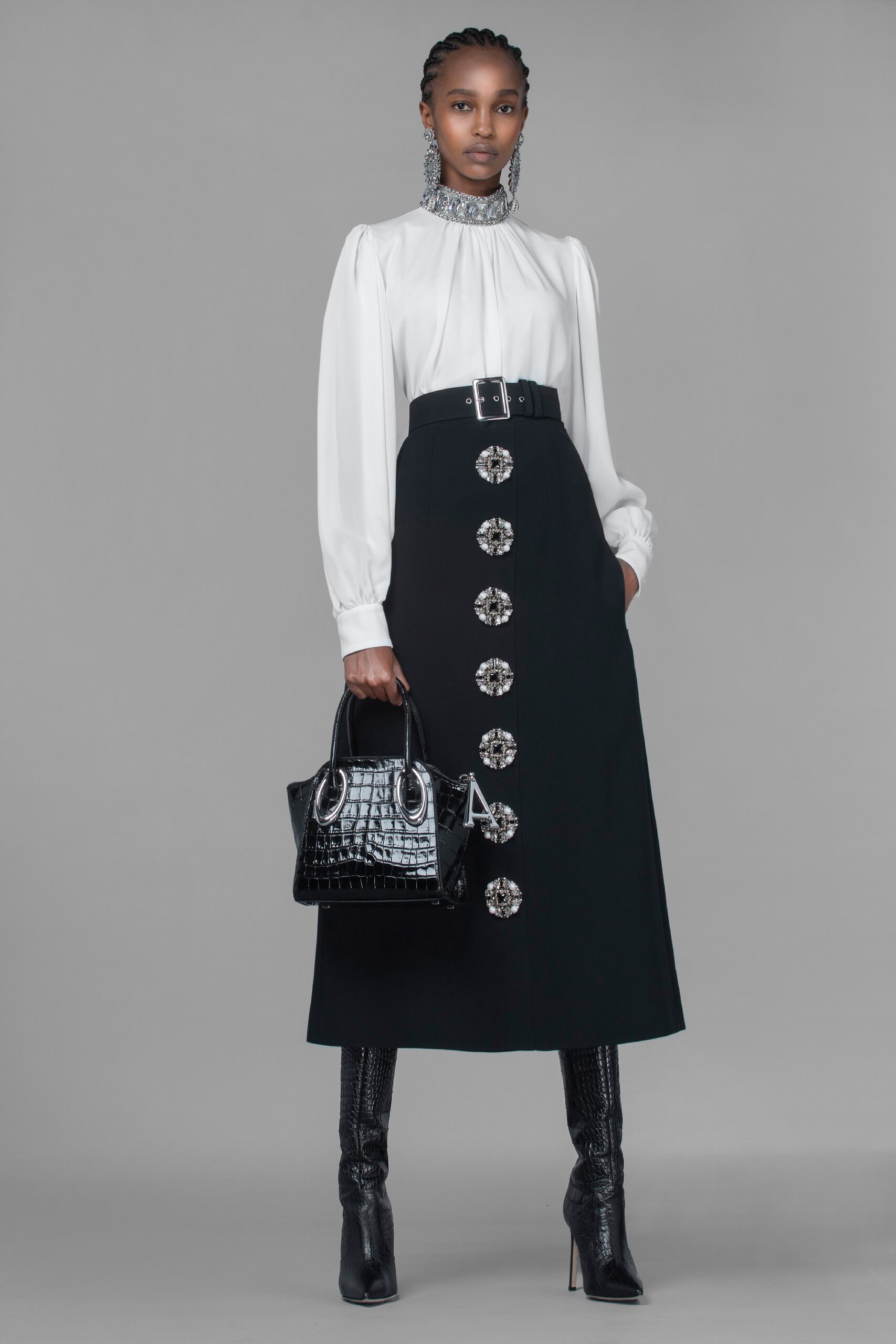 black leather cropped bag