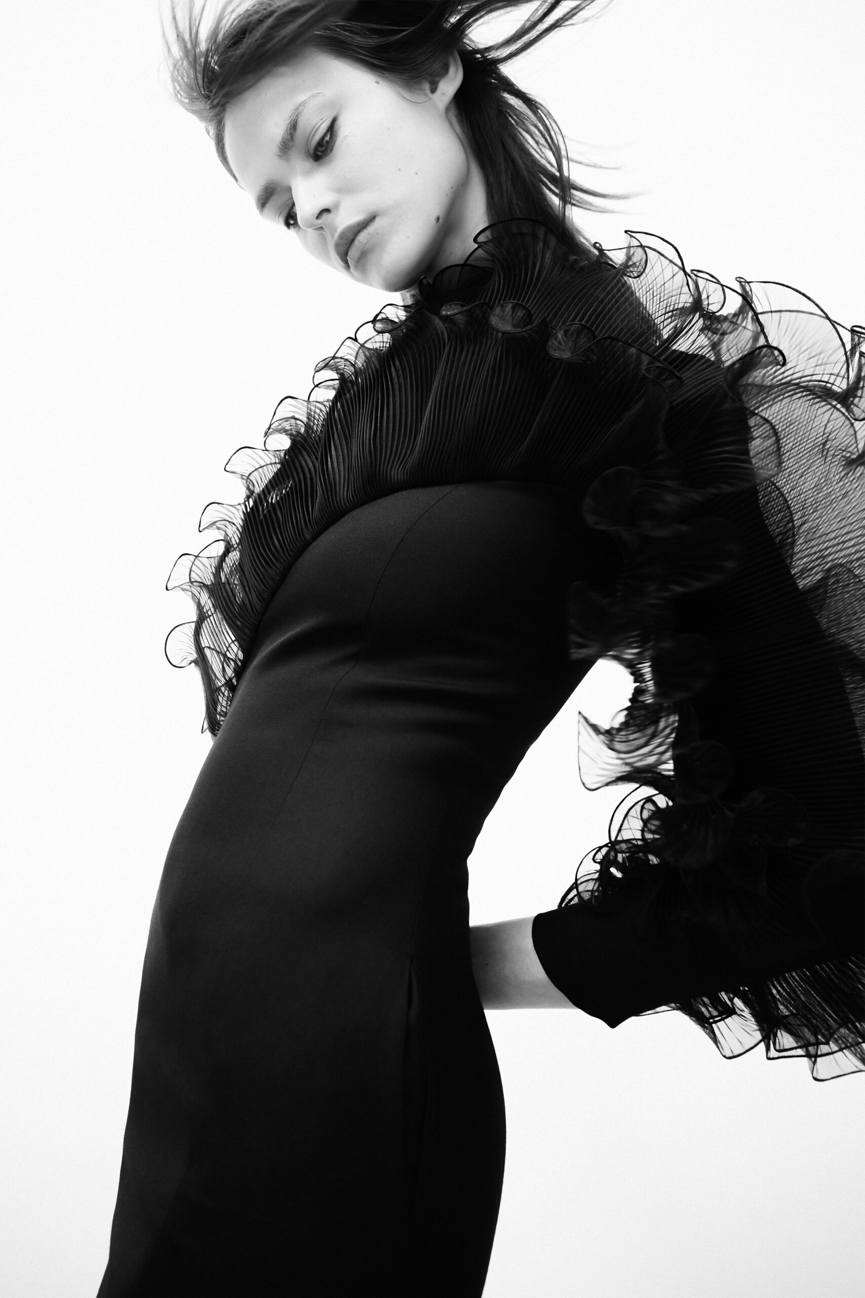 black silk fitted dress