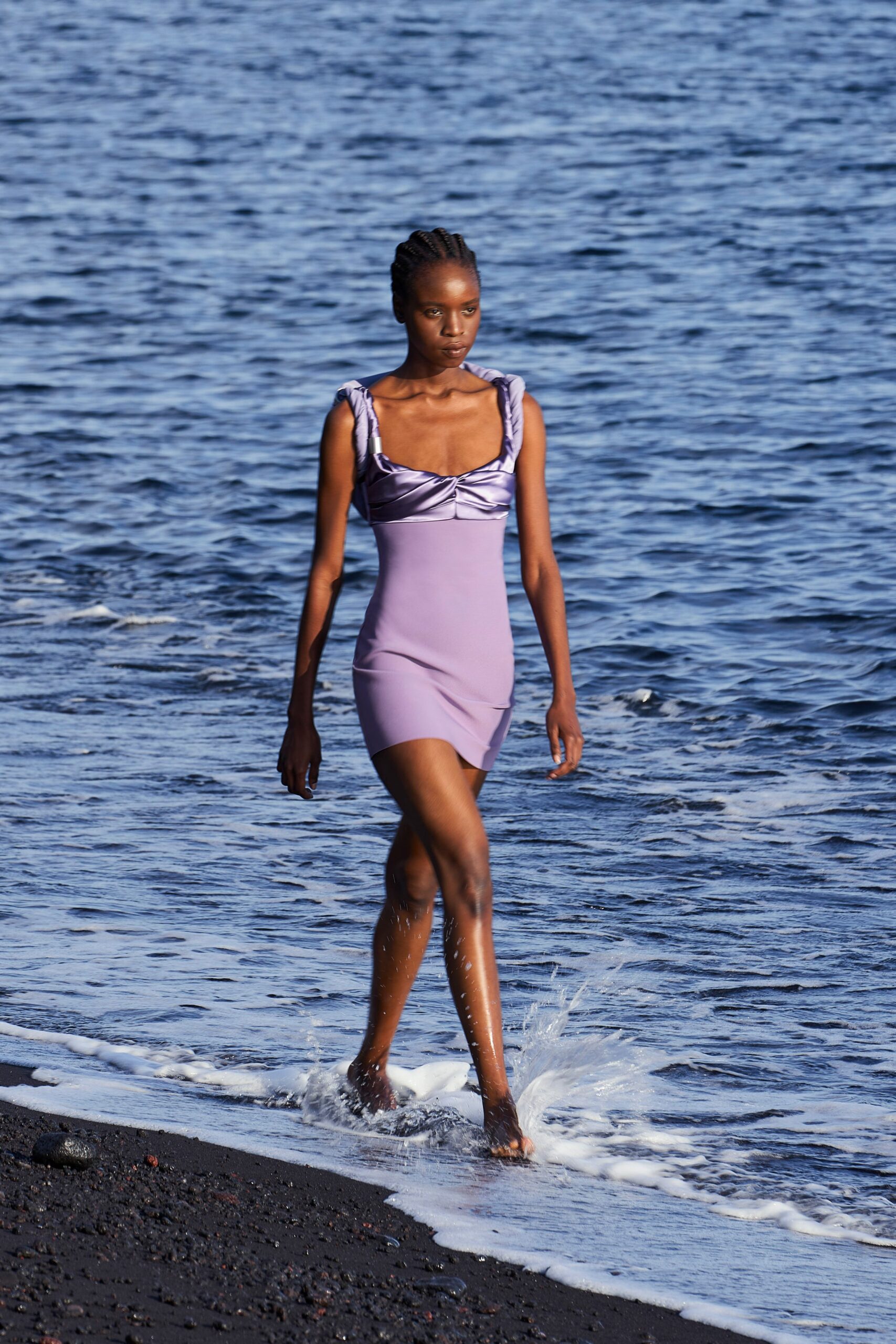 fitted purple mini dress
