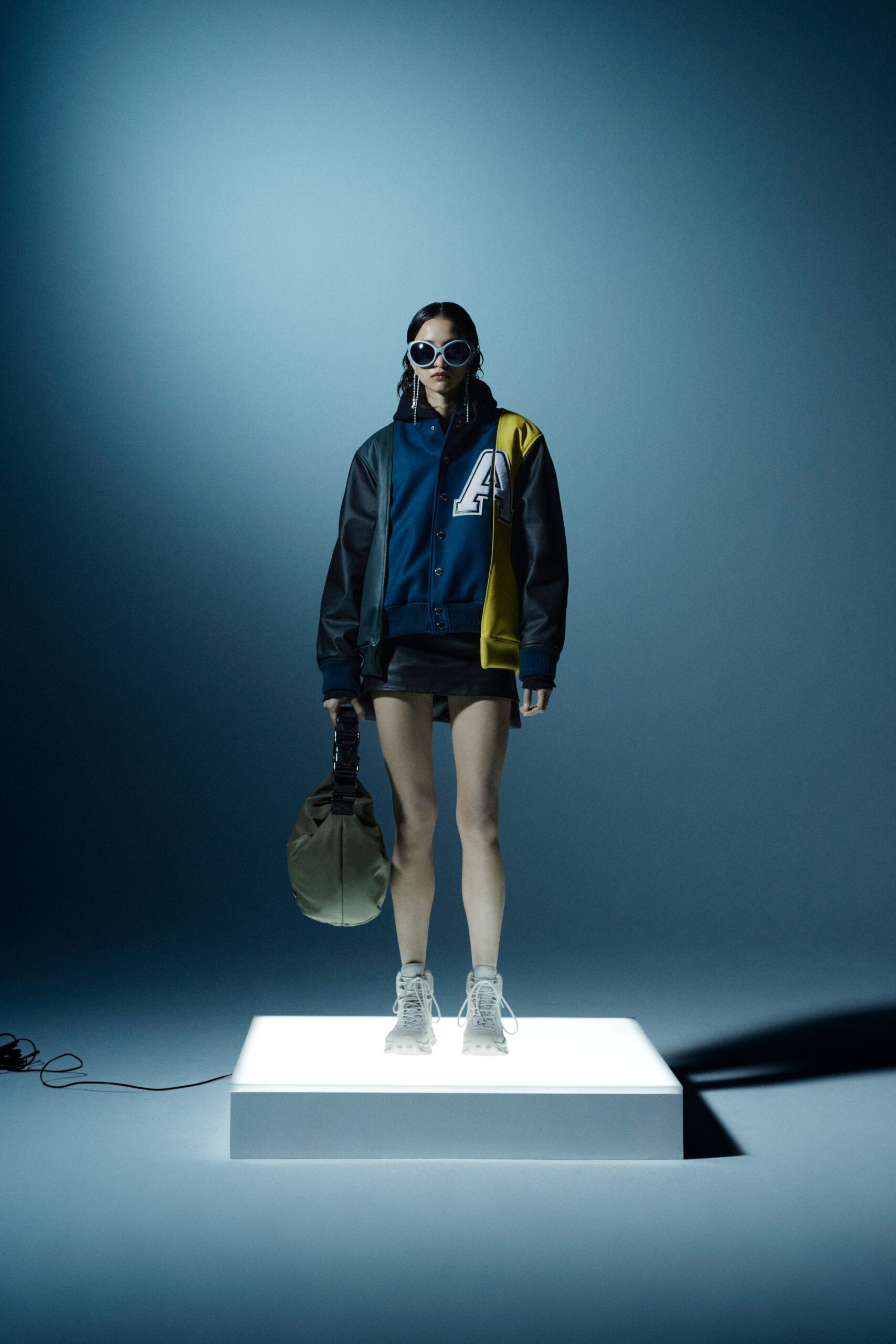 color-blocked jacket with shorts