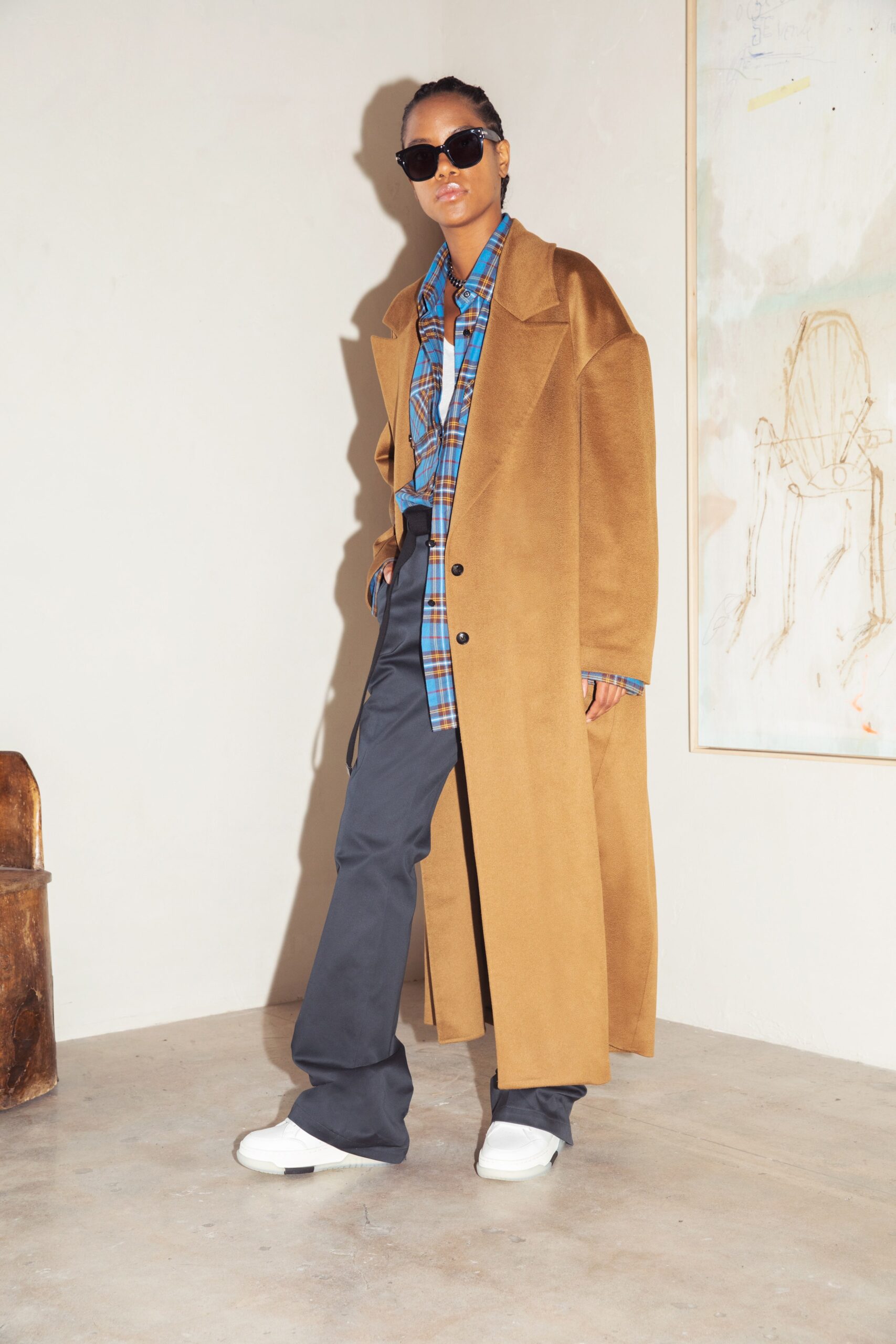 brown oversized wool coat