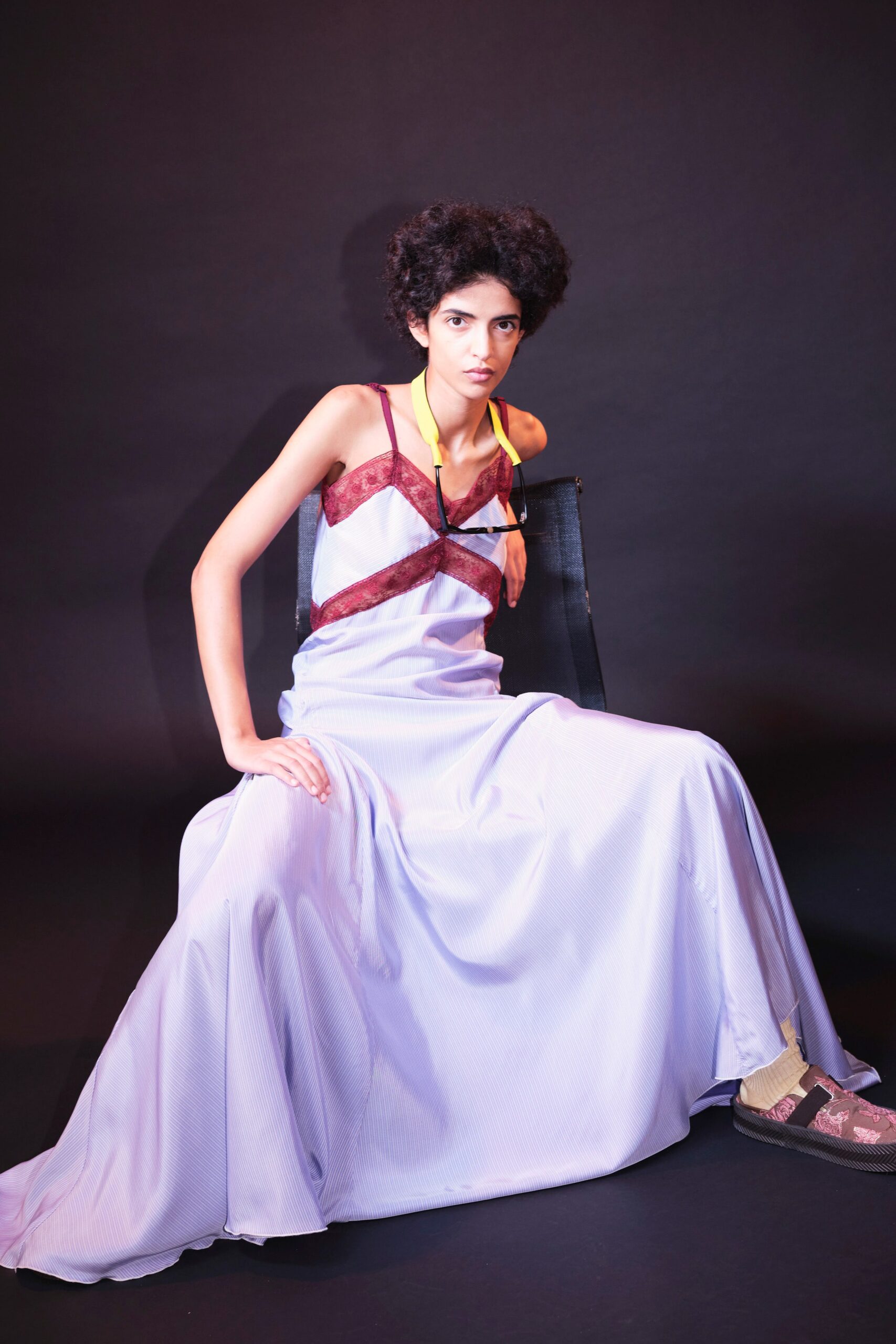 purple silk sleeveless dress