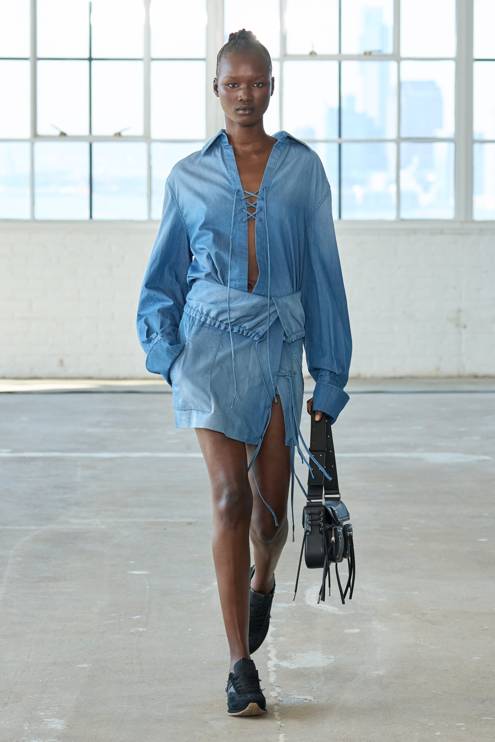 blue denim shirt-dress