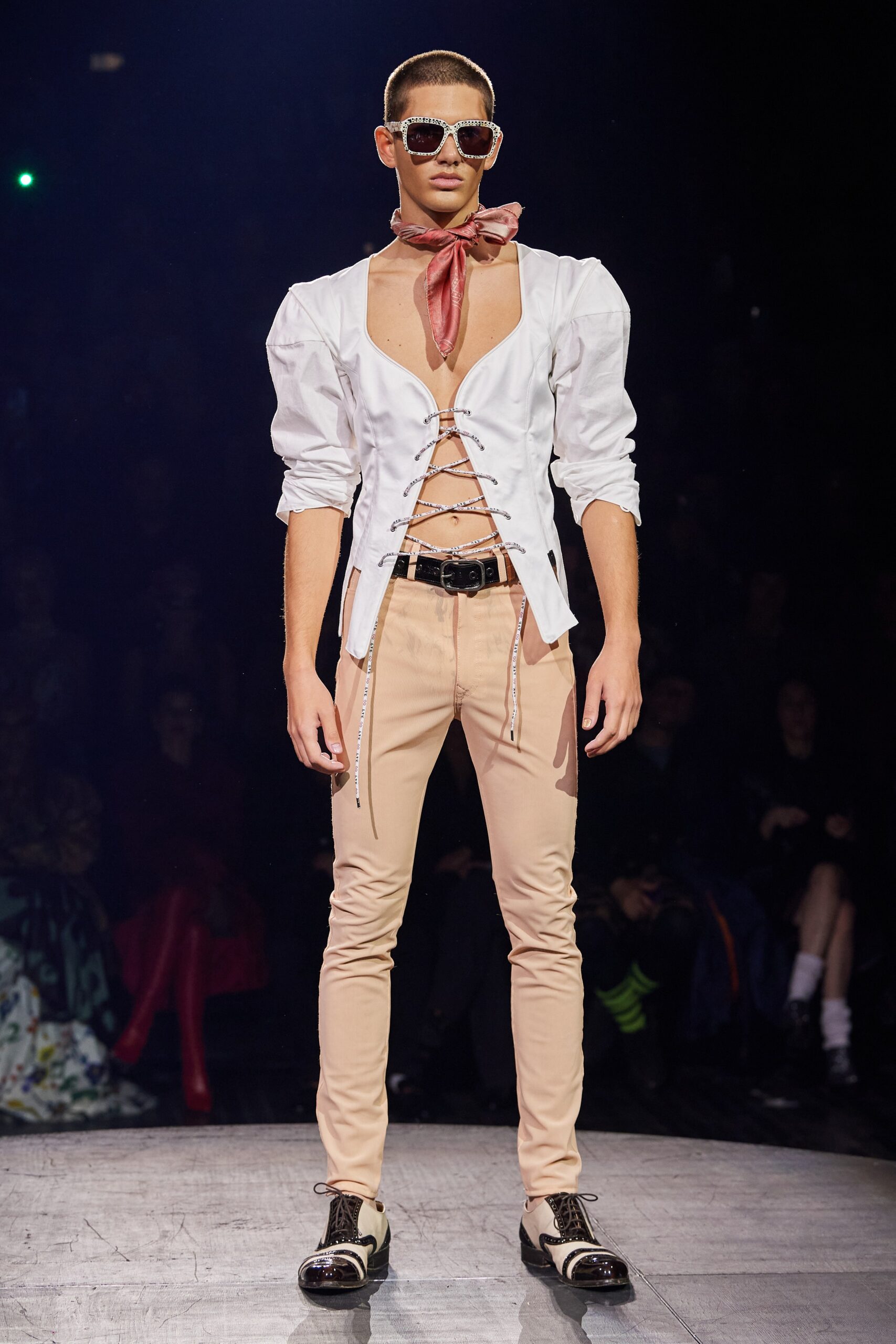 white fitted shirt with beige pants
