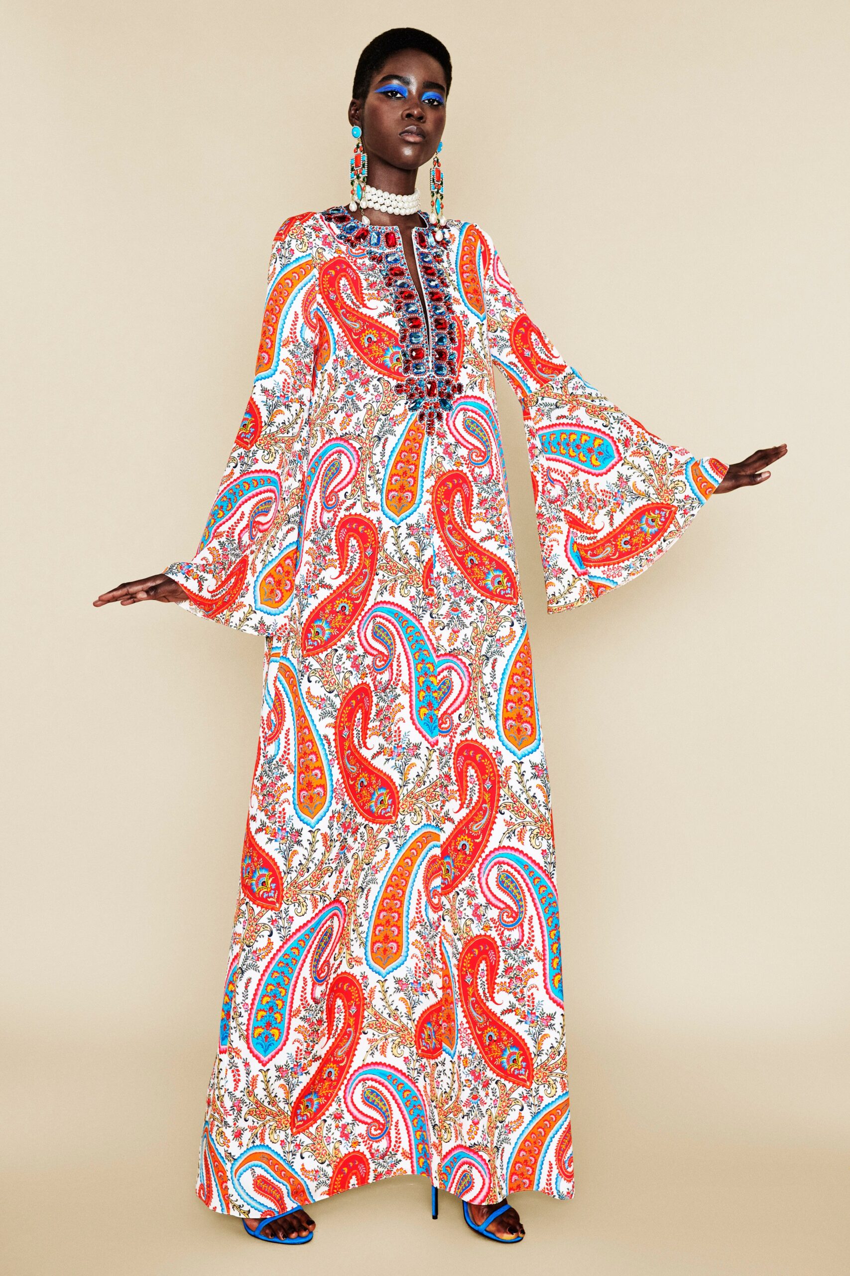 relaxed printed maxi gown