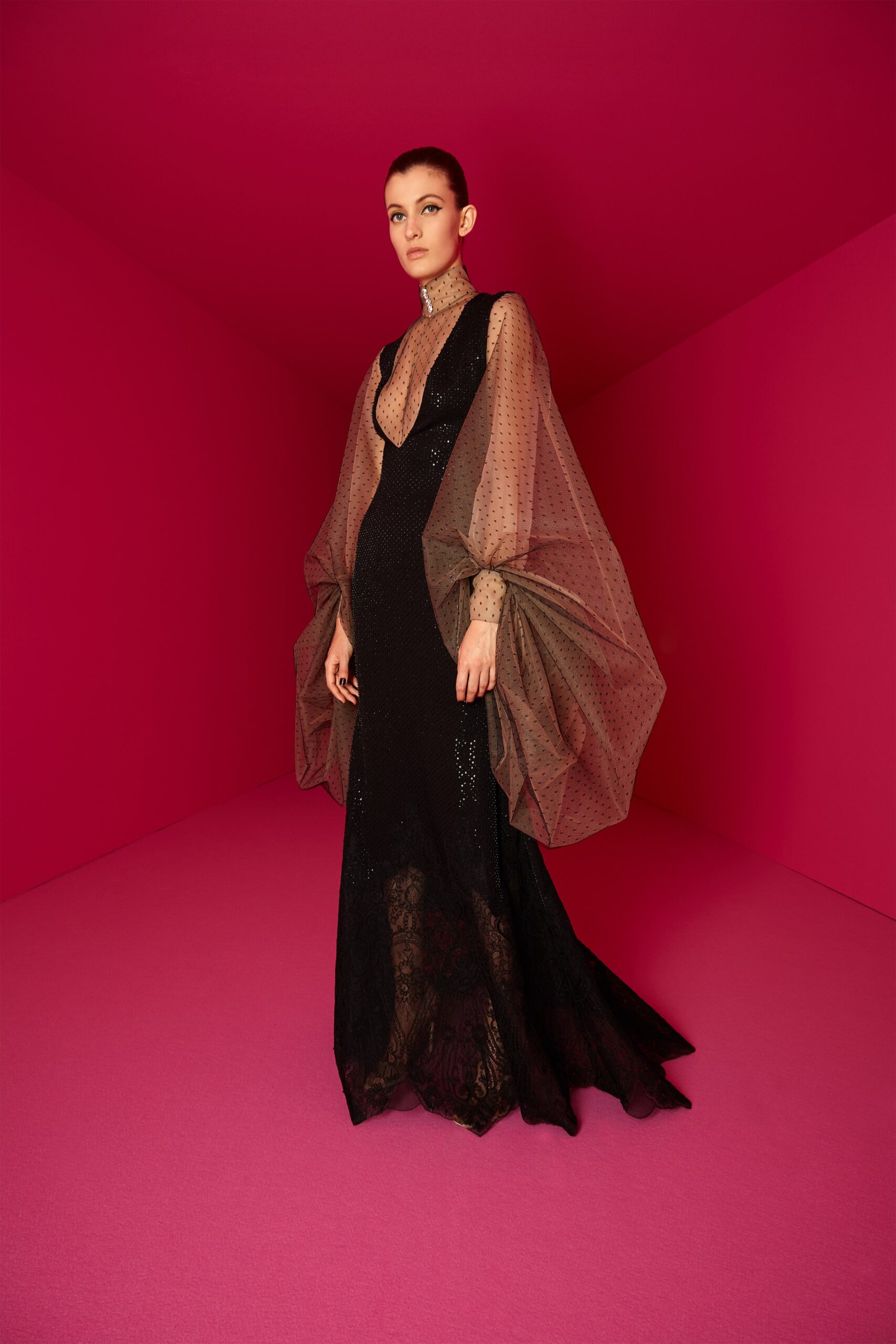 black silk lace gown