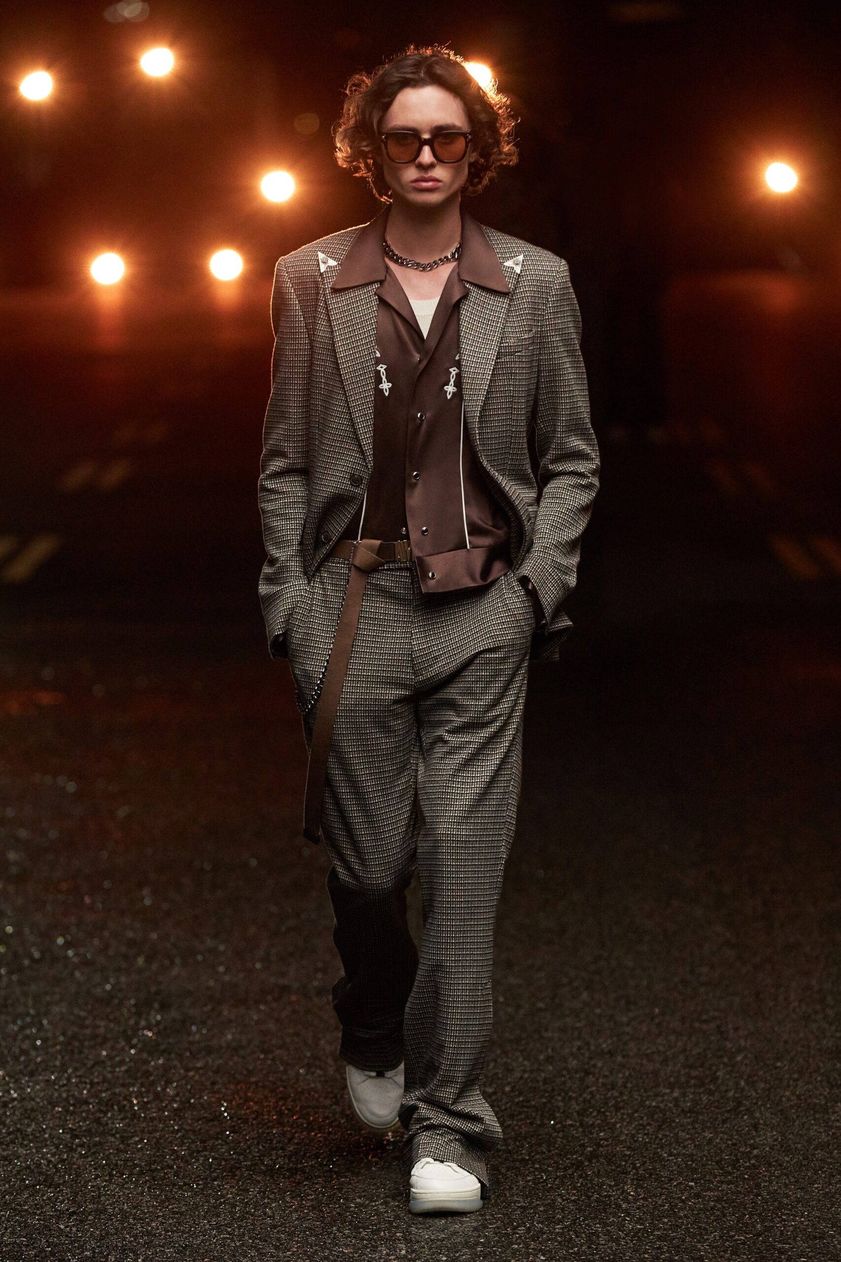 brown gray tailored suit