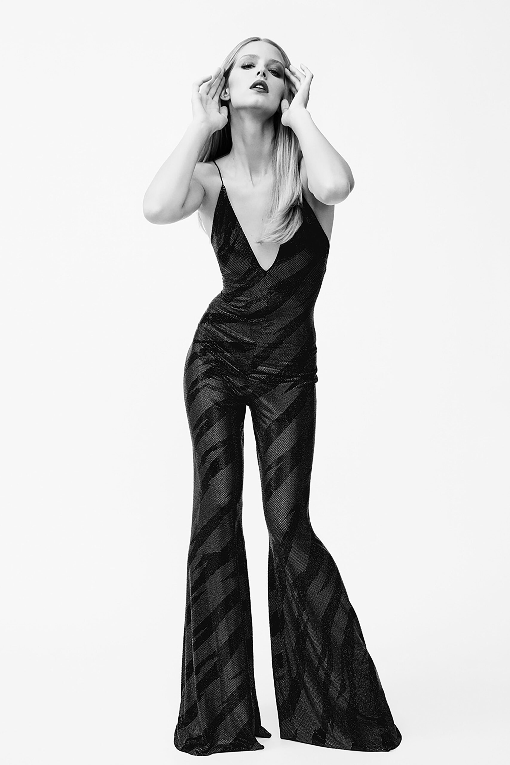 black silk fitted jumpsuit