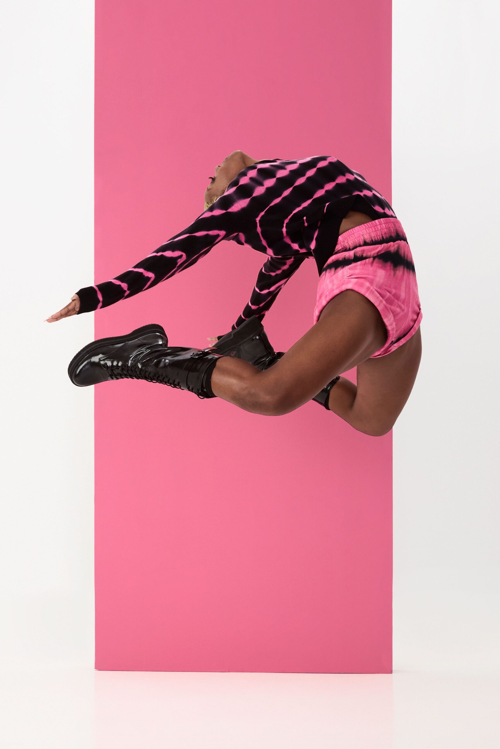 fitted black pink top with shorts
