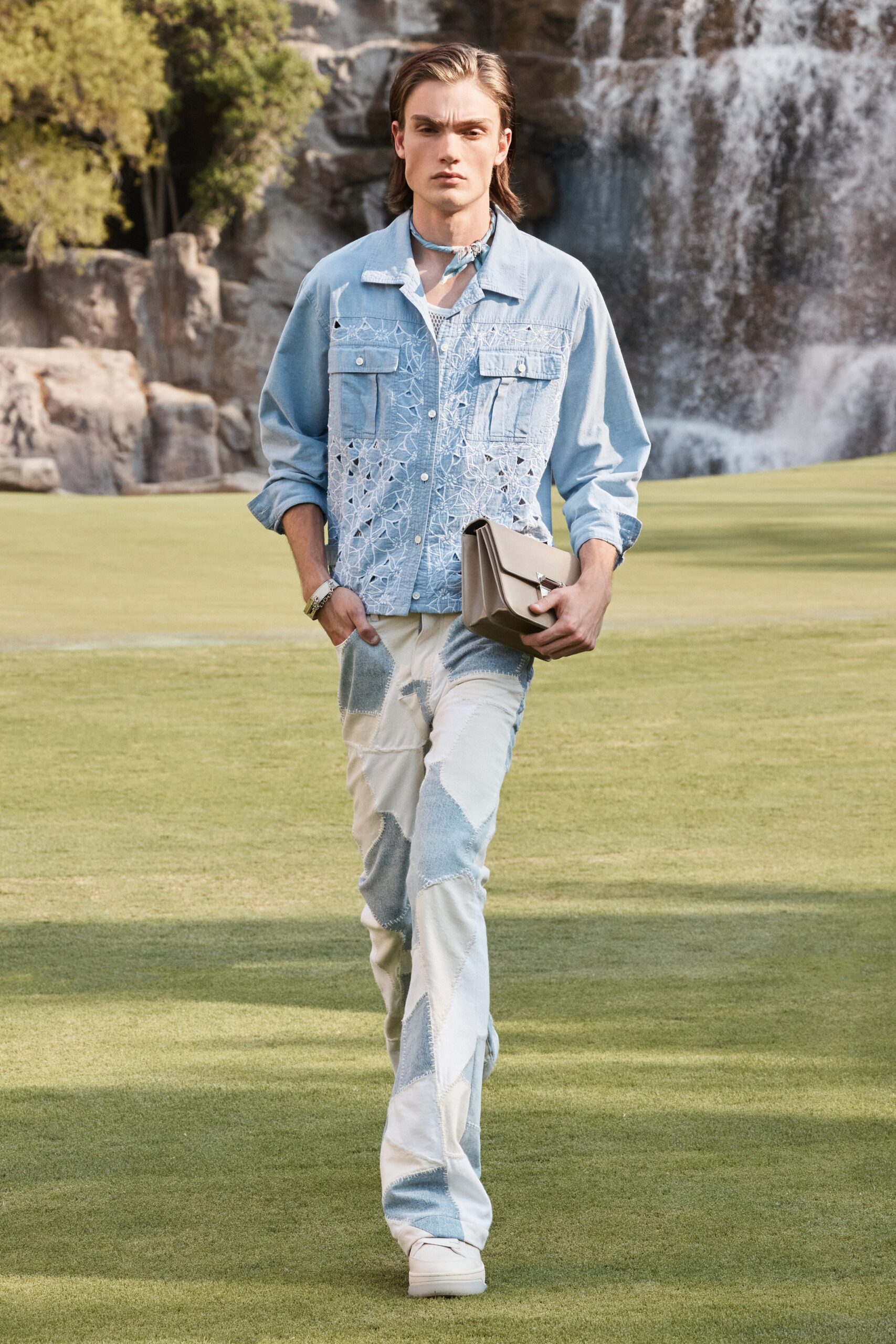 blue denim jacket and pants