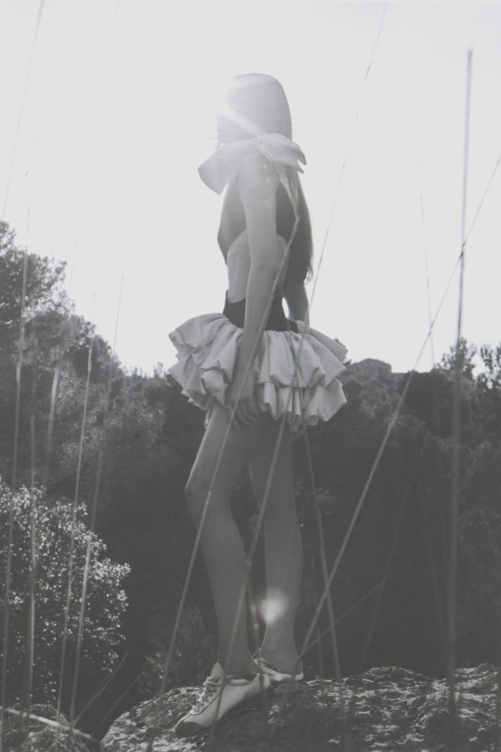 black and white ruffled mini dress