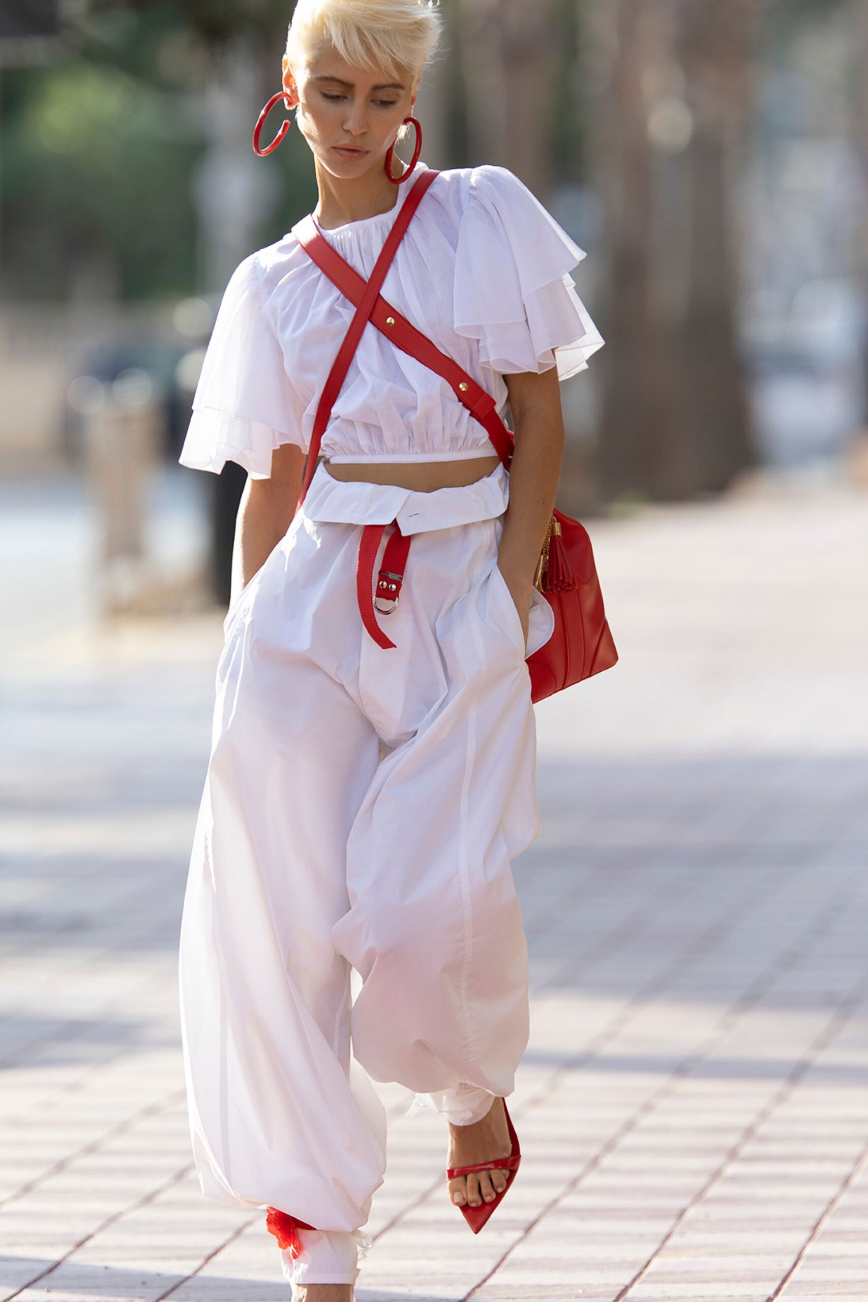 white relaxed top and pants