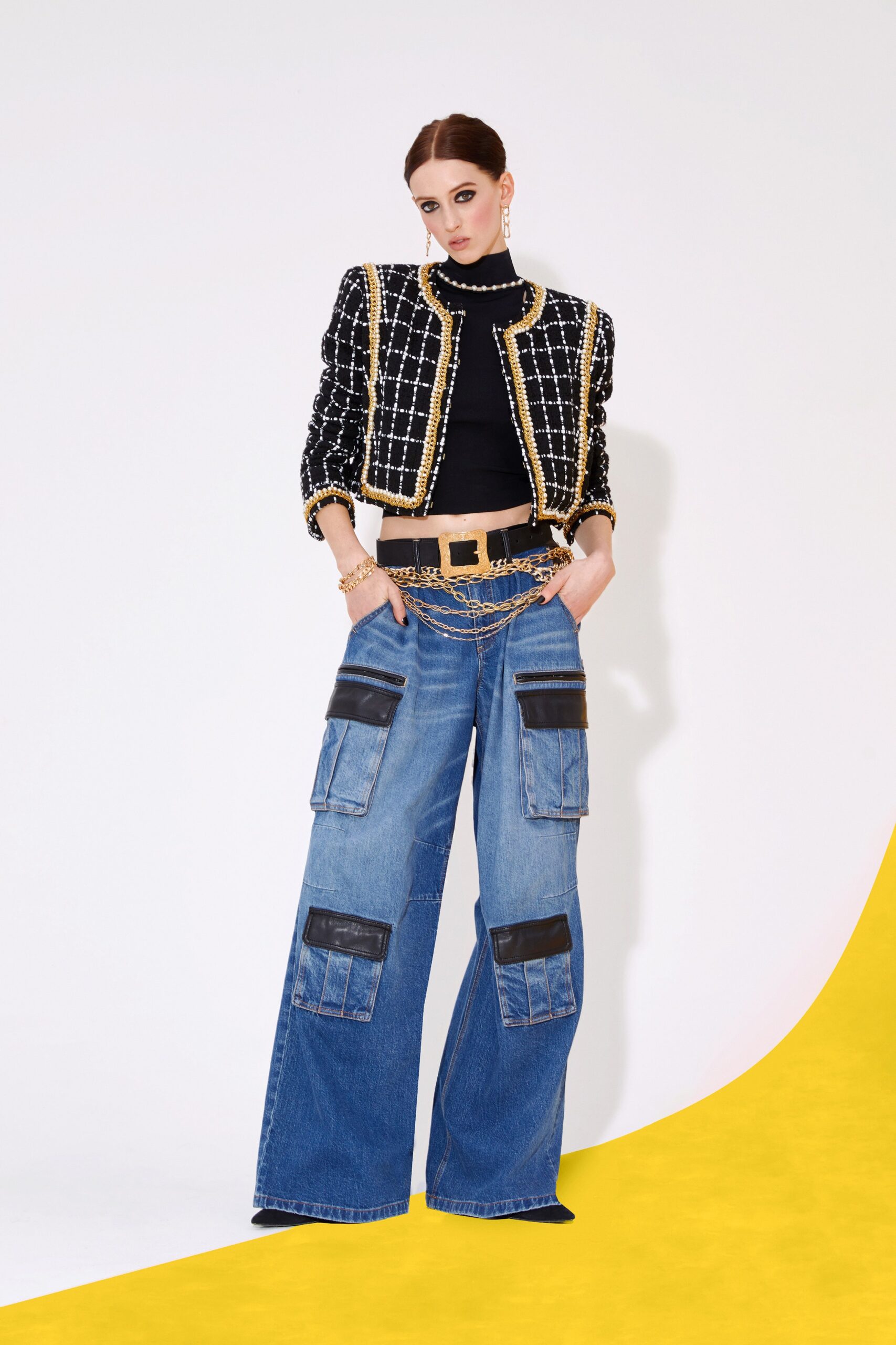 blue denim relaxed cargo pants