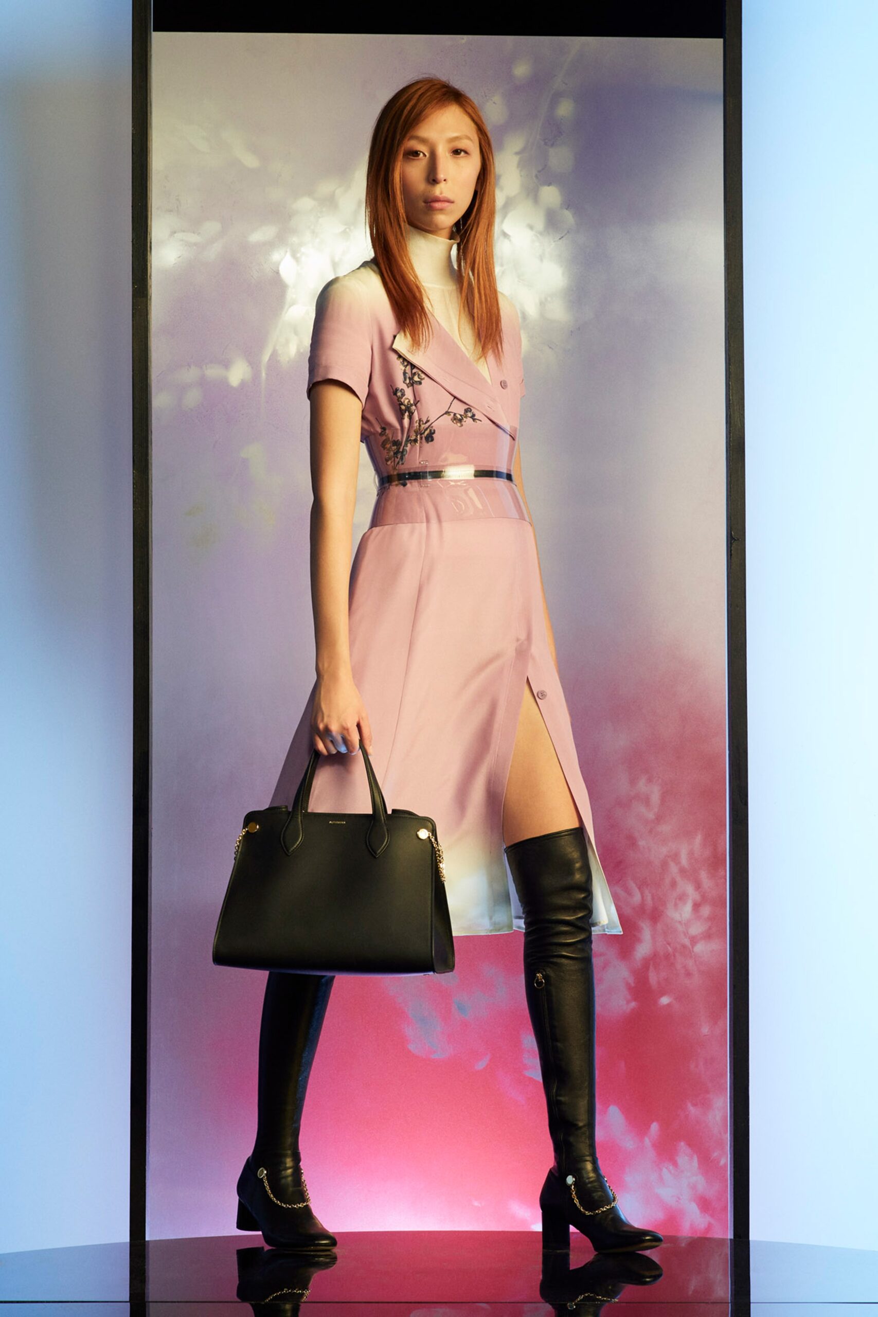 pink silk fitted dress