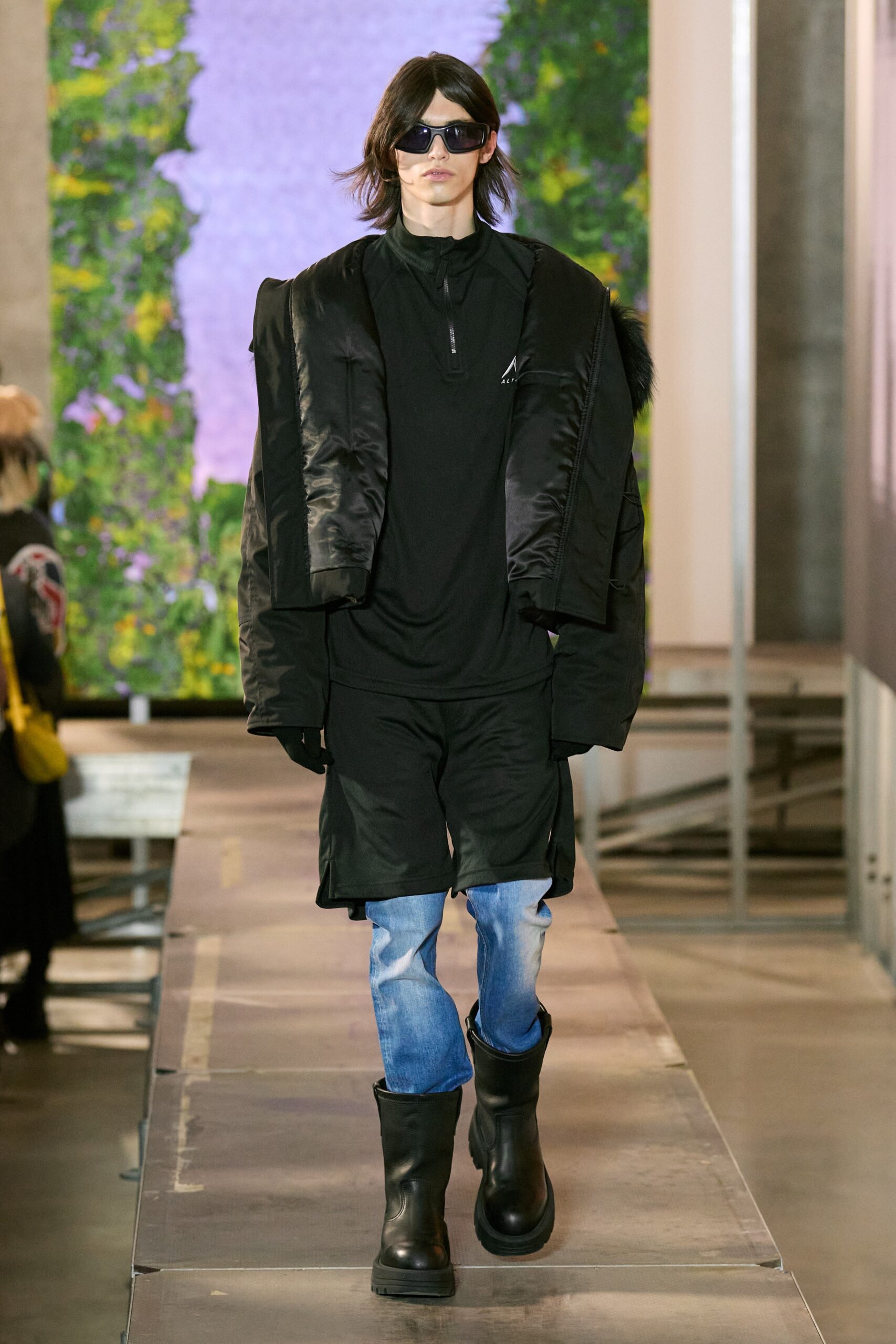 oversized black leather jacket