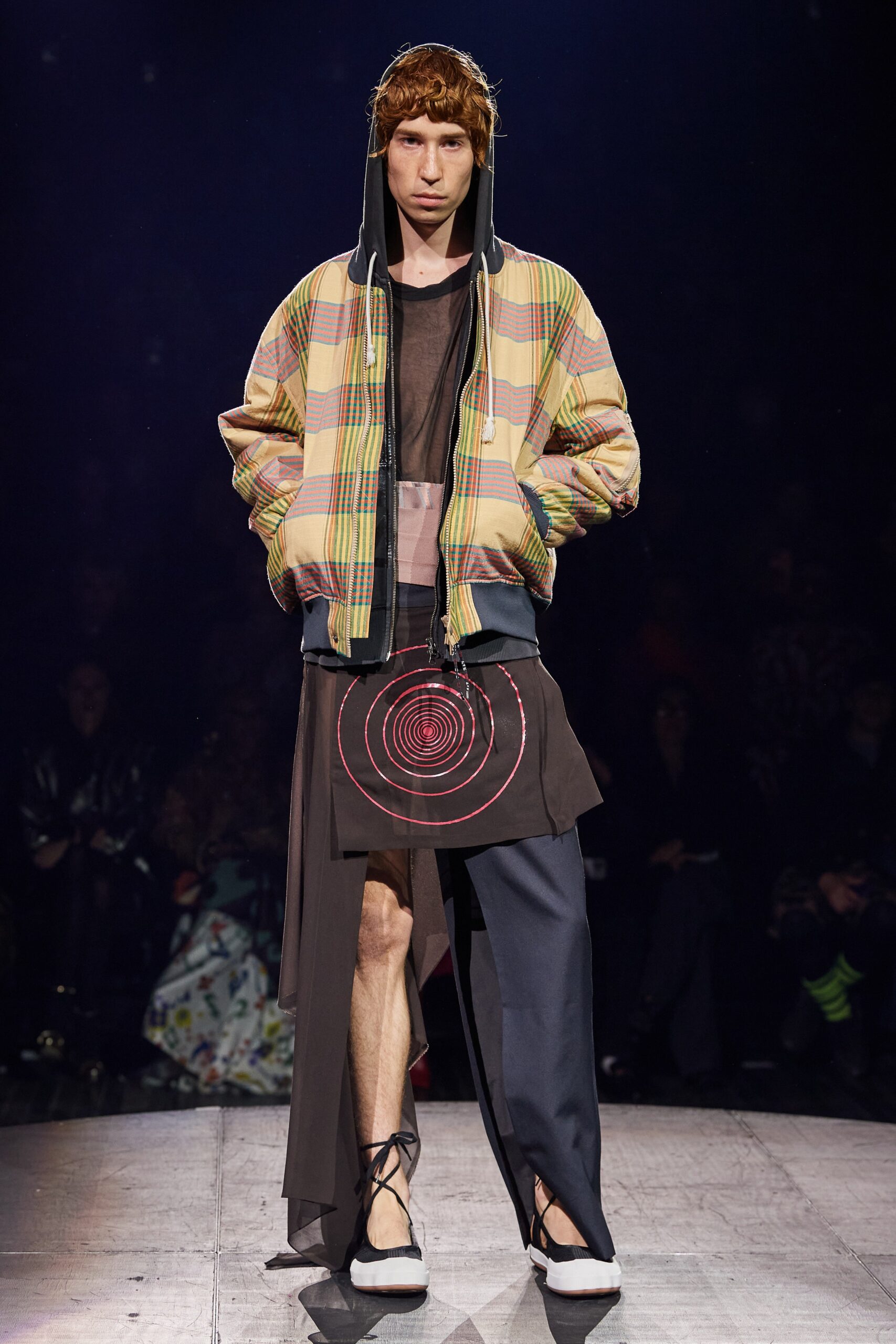 multi-colored relaxed jacket with black top