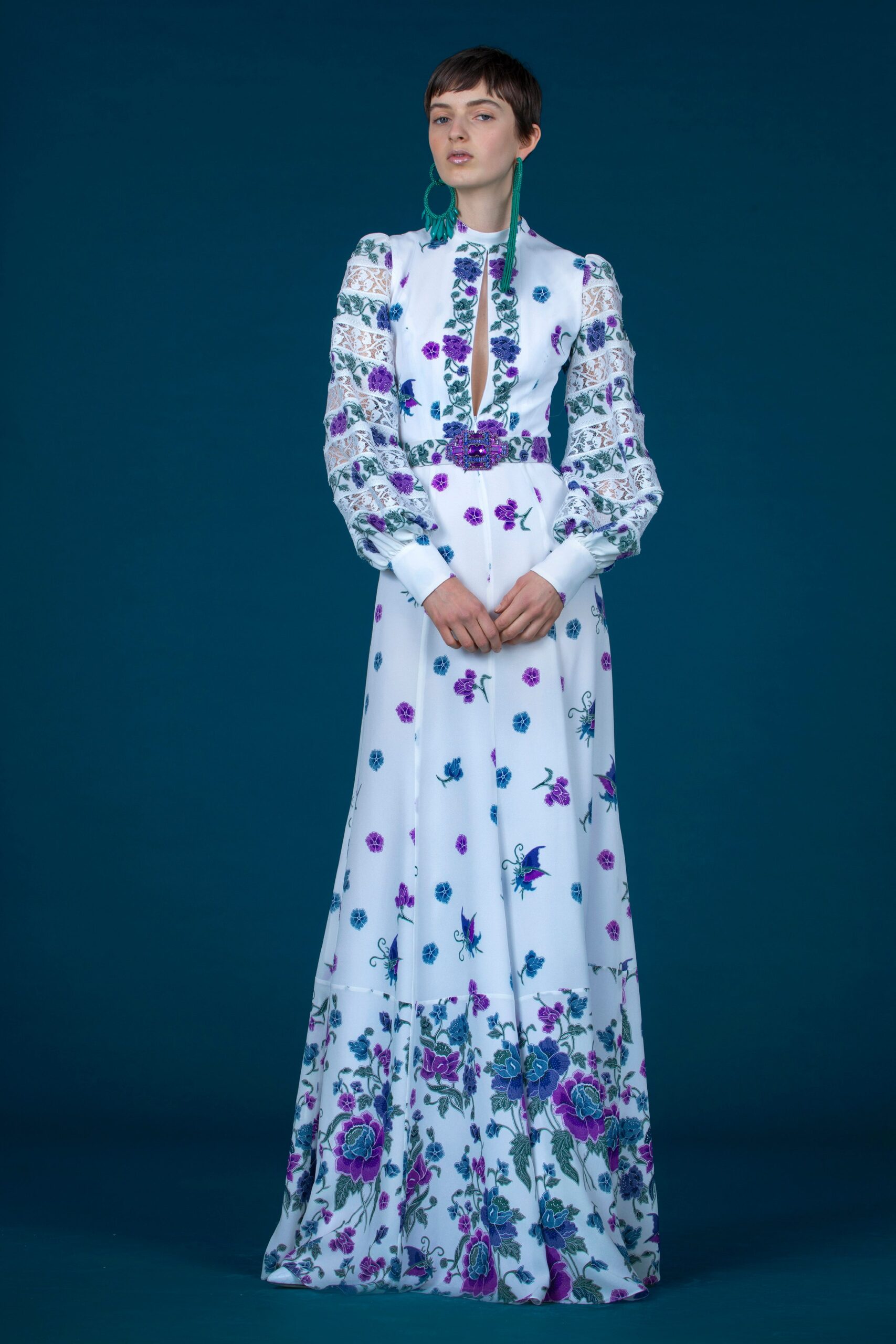 white embroidered maxi gown
