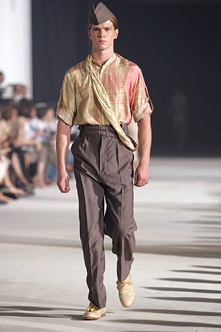 relaxed printed shirt with tailored pants