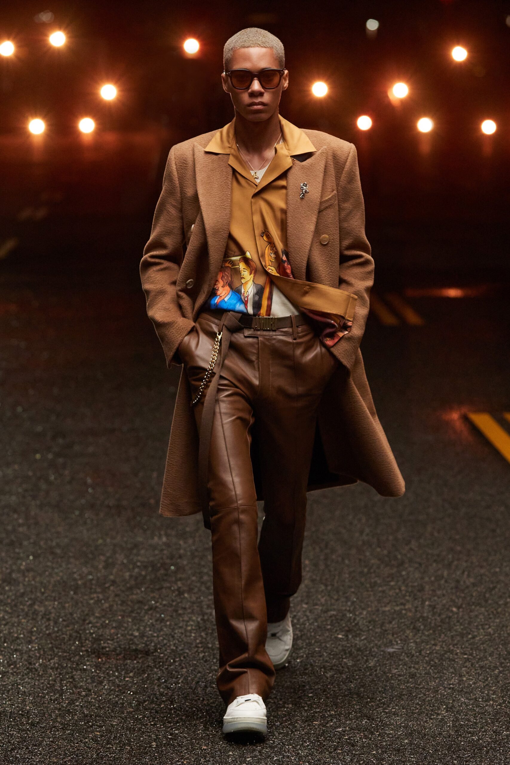 brown wool long-sleeve collared tailored buttoned coat