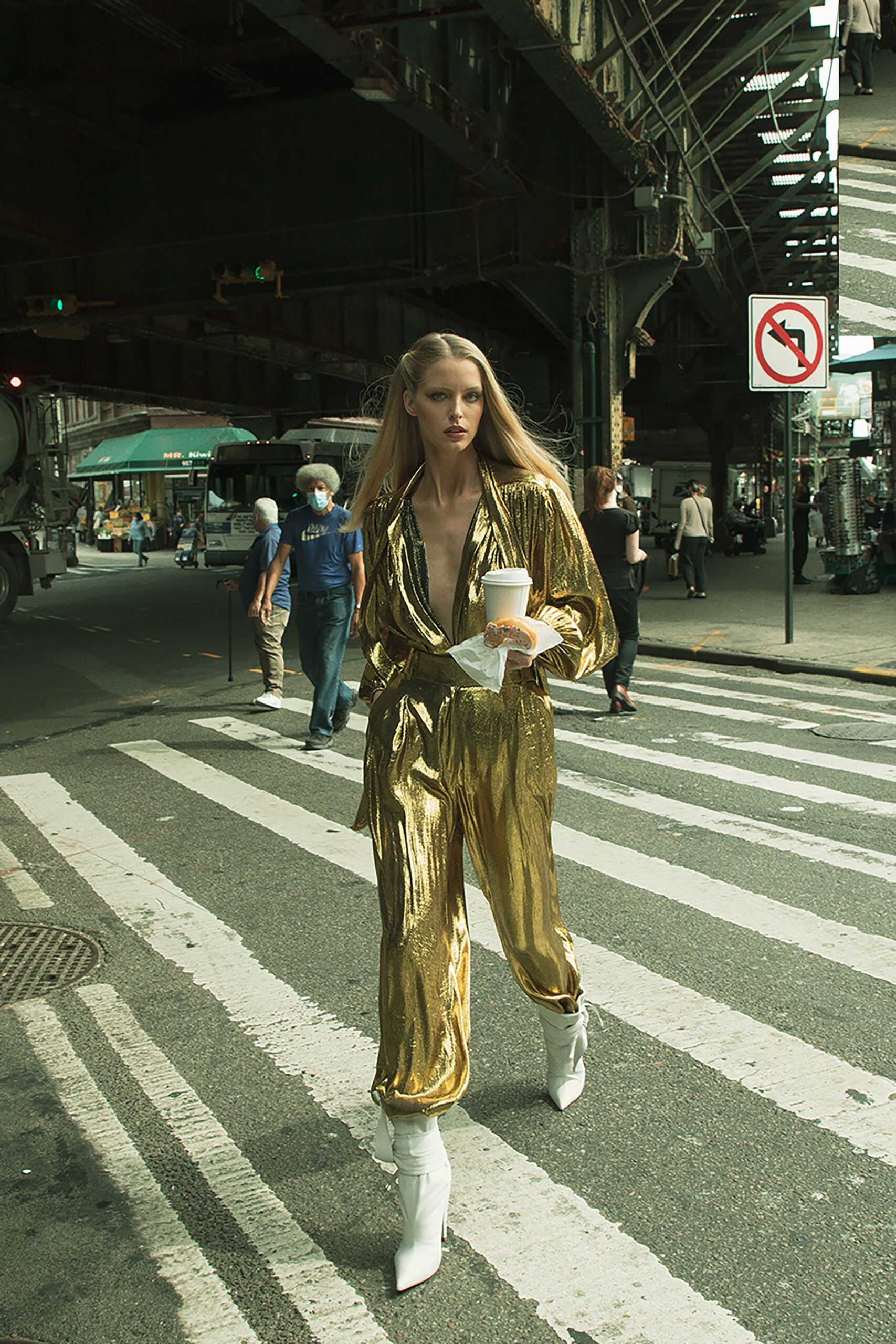 gold metallic fitted jumpsuit