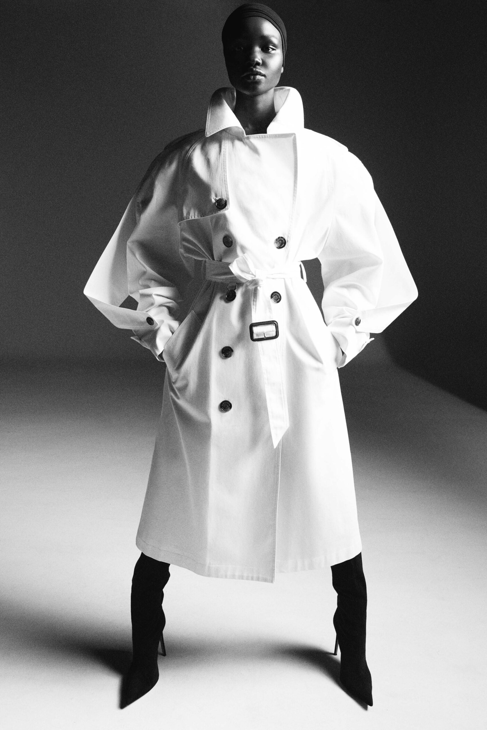 oversized white cotton trench coat