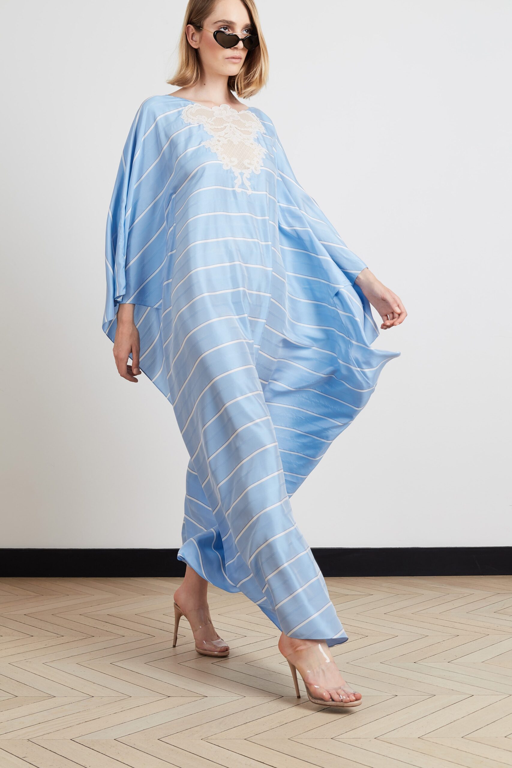 blue striped relaxed maxi dress