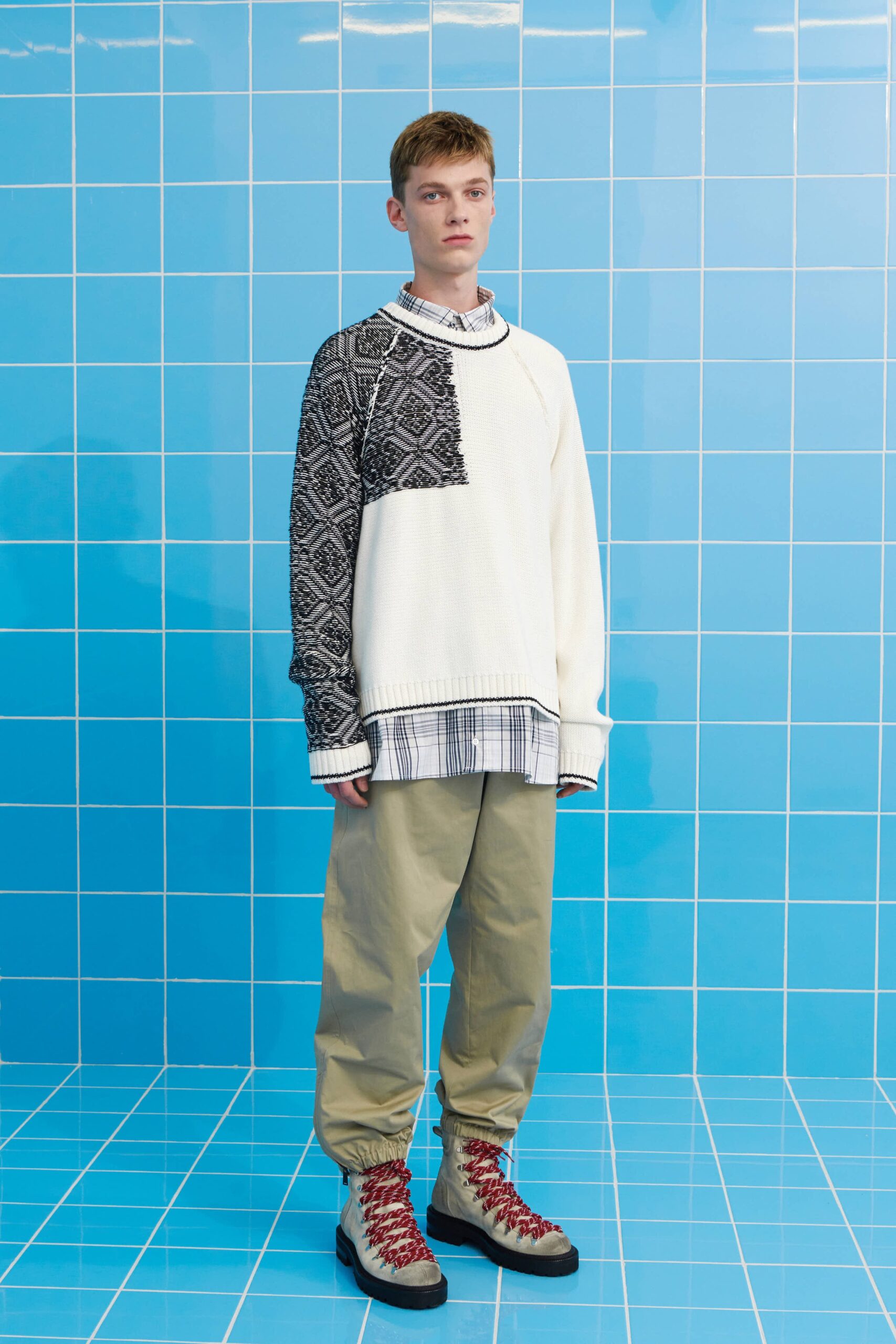 relaxed white sweater with cargo pants
