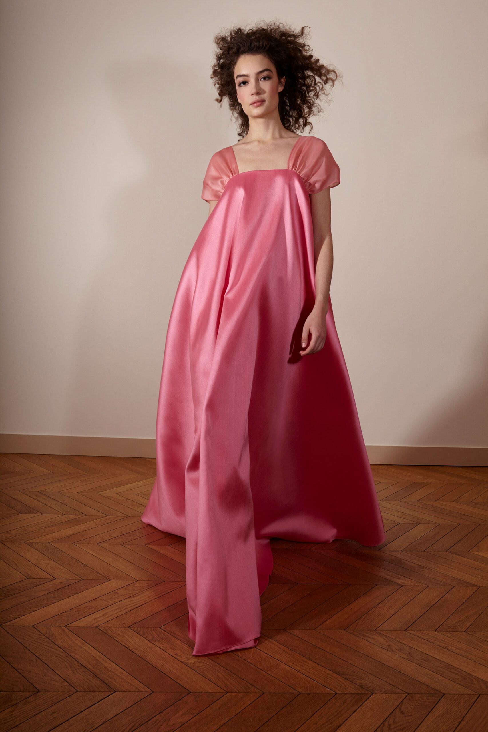 pink silk relaxed gown