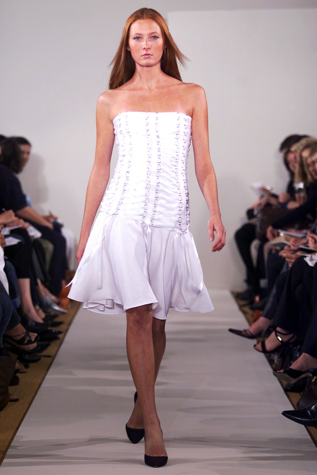 white strapless fitted dress