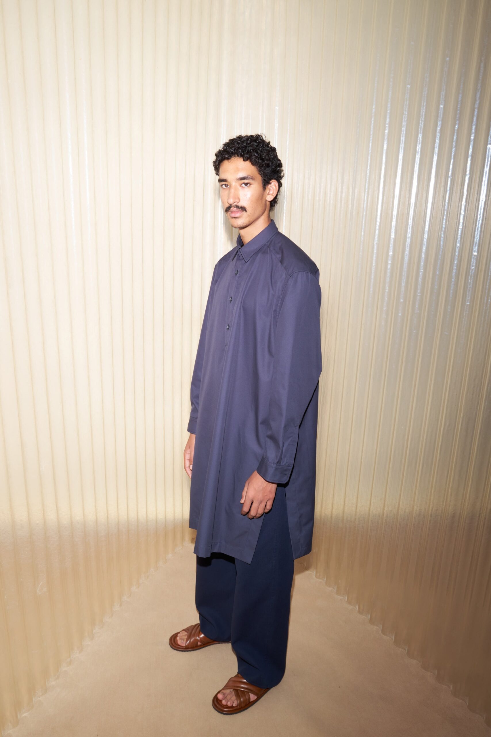 blue relaxed shirt and pants