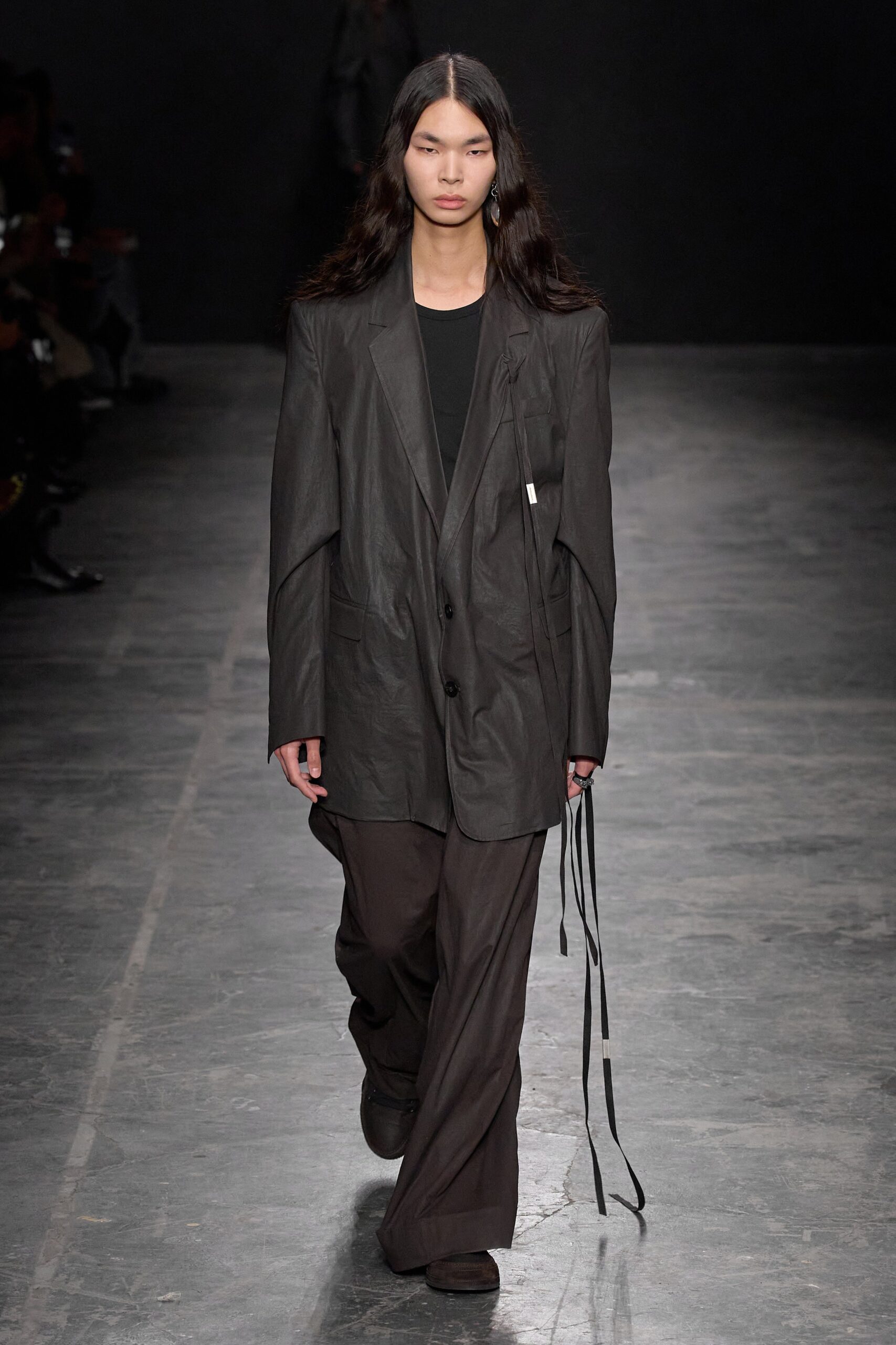 black leather oversized blazer and pants