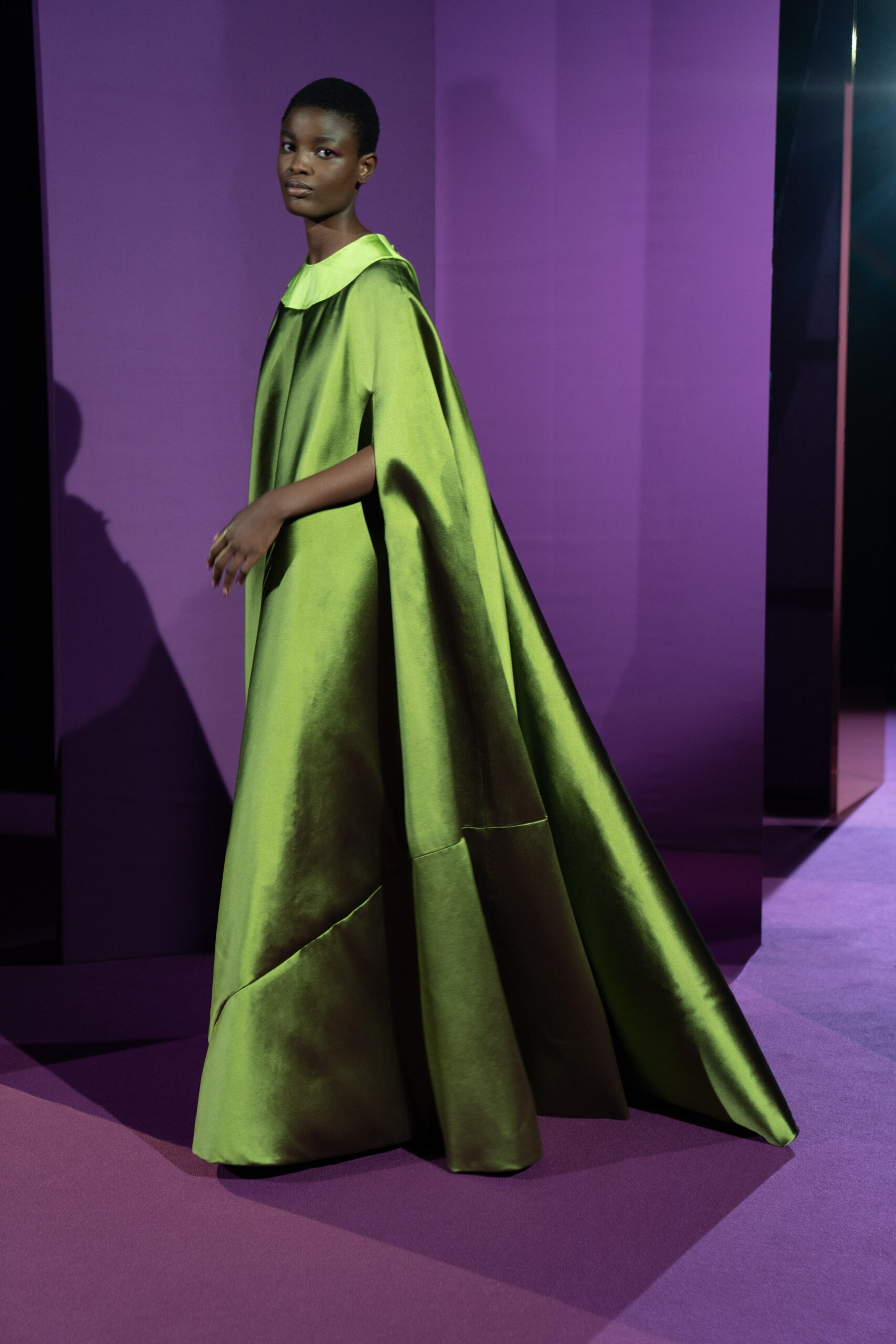 green silk relaxed cape