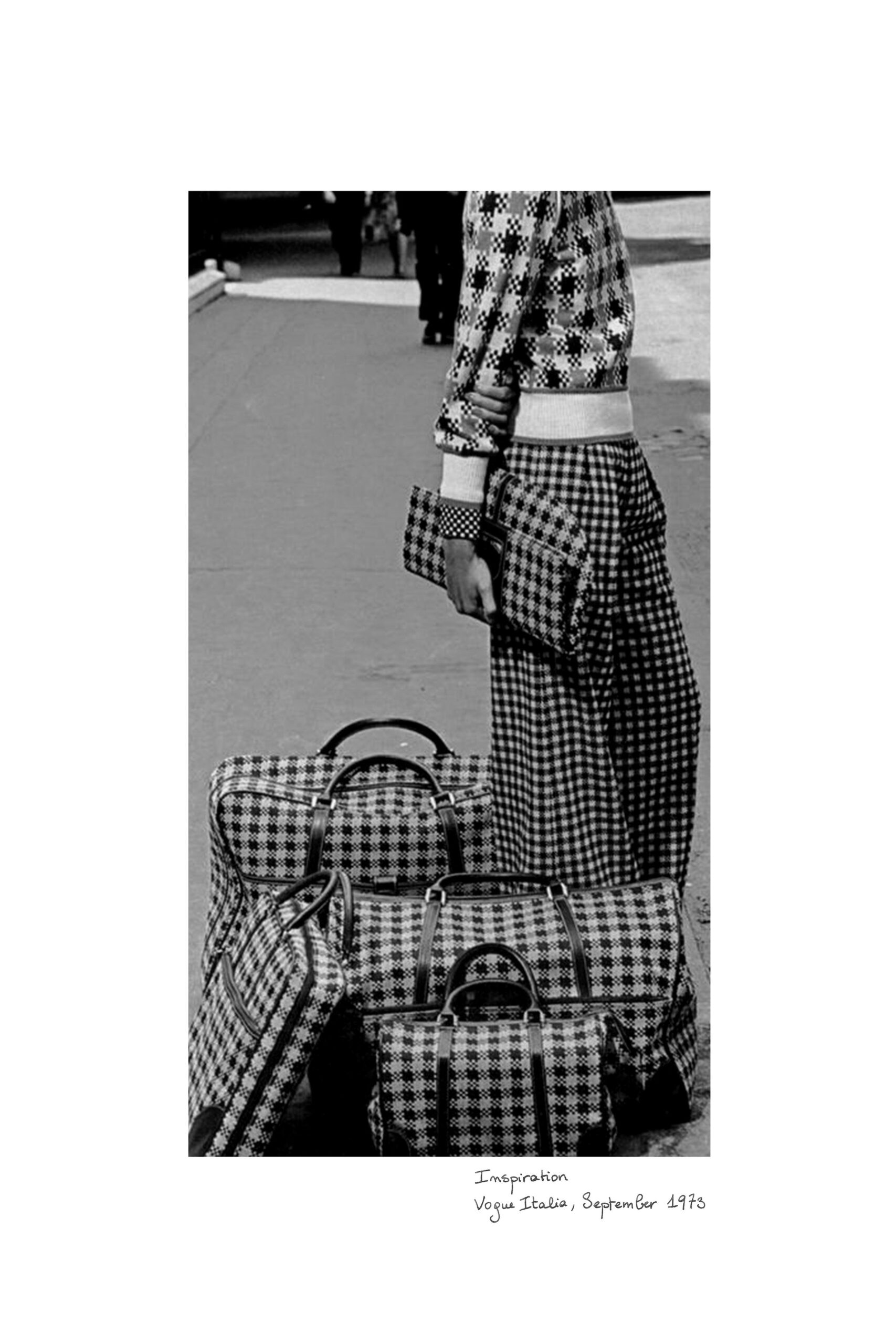checked black and white pants