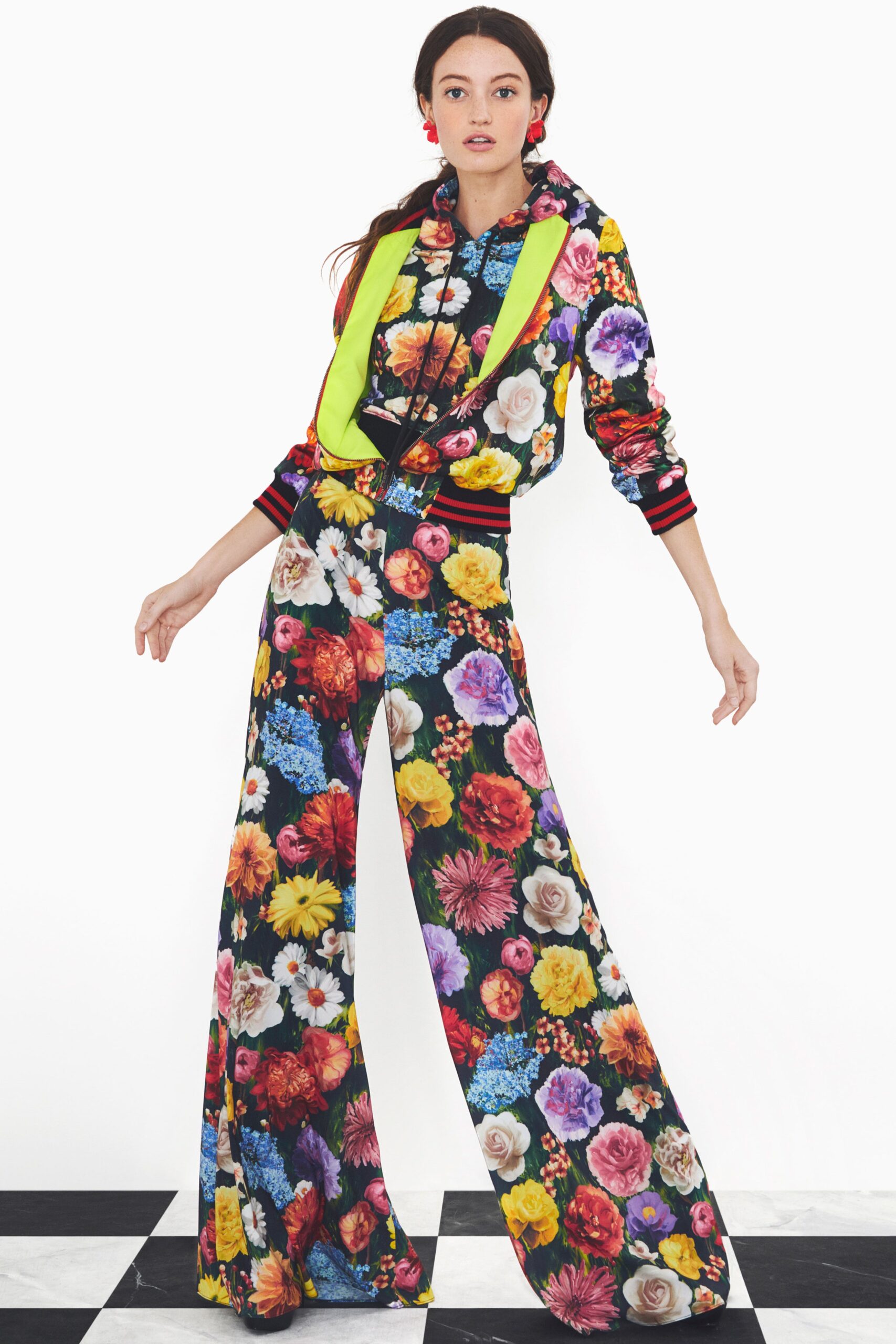 multi-colored floral hoodie and pants