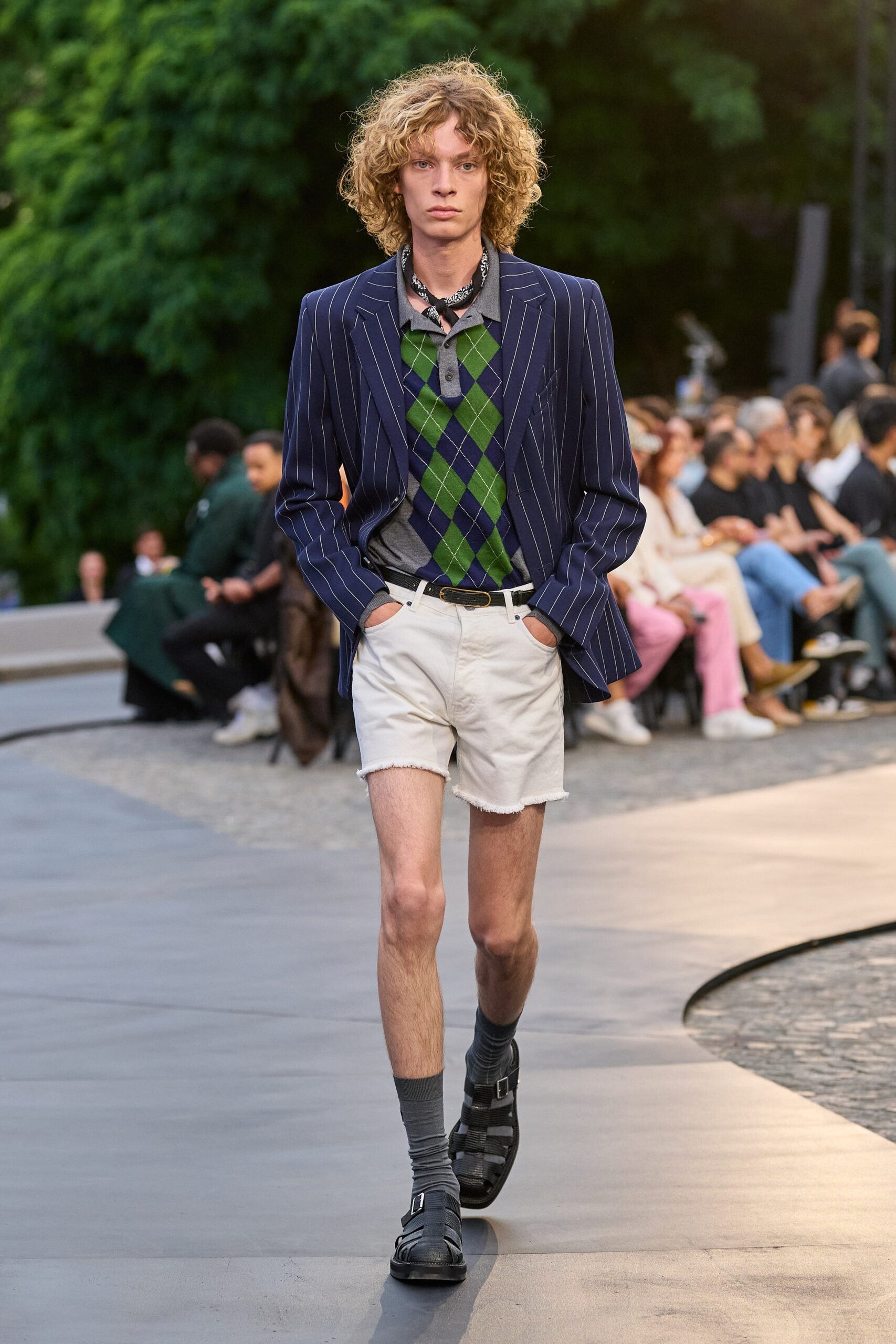 tailored navy striped blazer