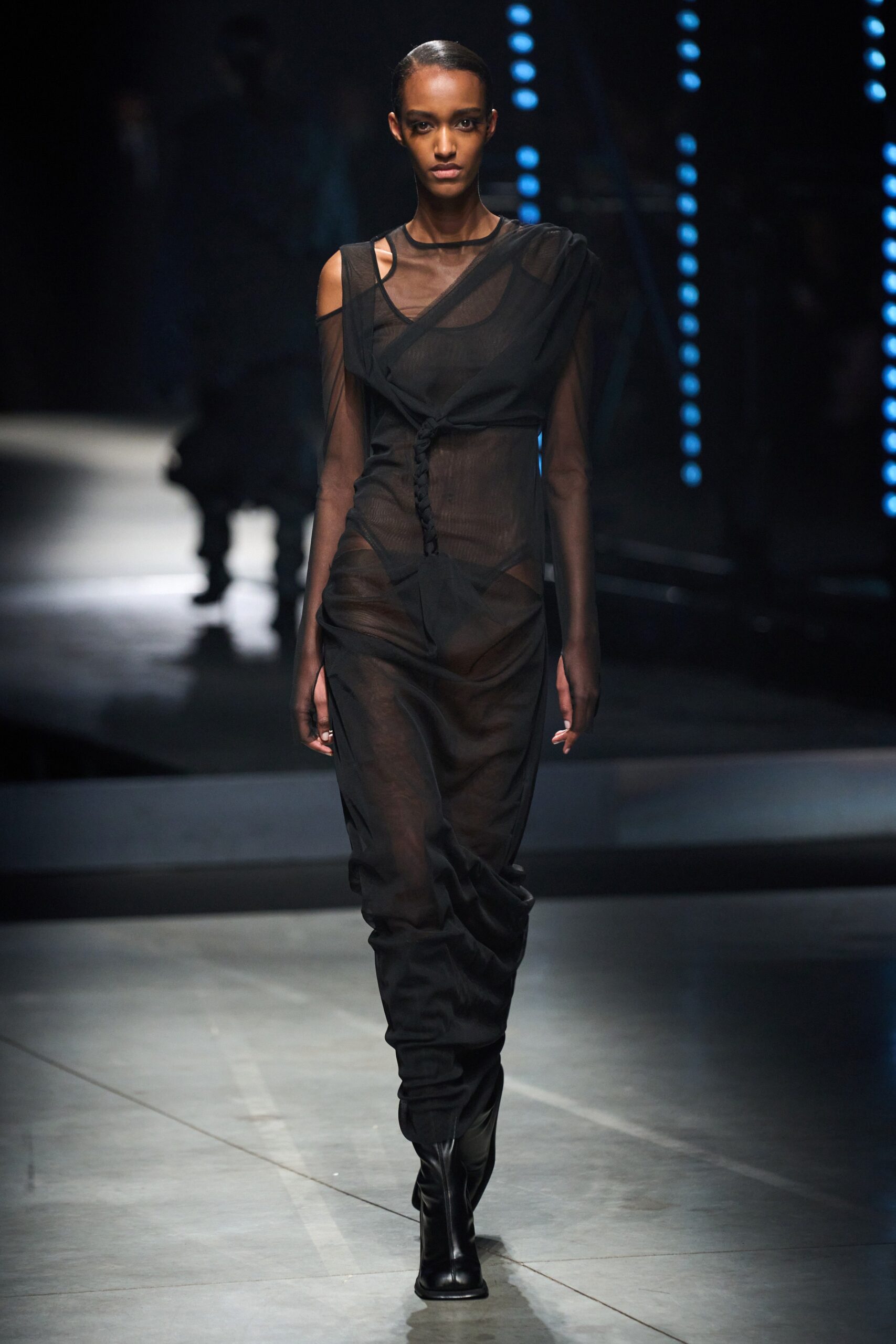 black sheer fitted dress